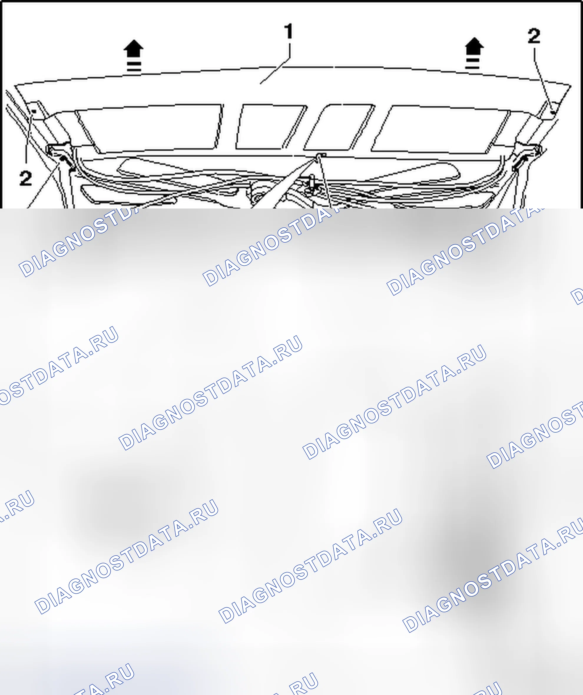 Рис. 119: НАТЯНУТАЯ РЕЙКА ВЕРХНЕЙ ОБЛИЦОВКИ, СНЯТИЕ. Volkswagen Eos I