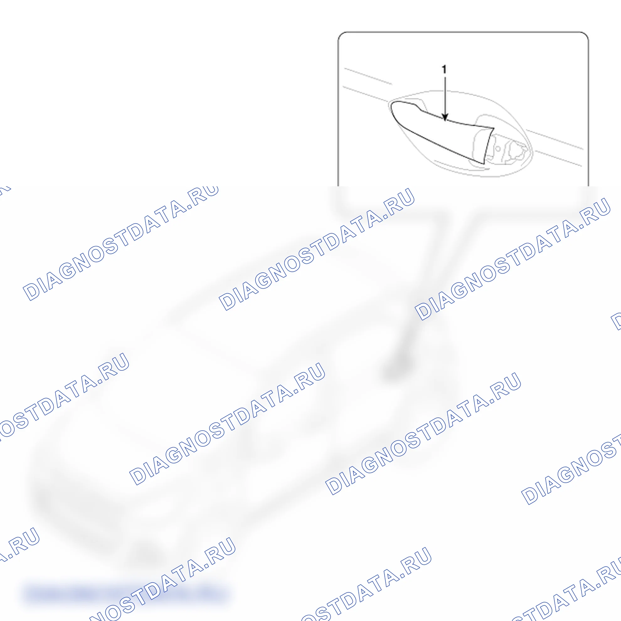 Расположение деталей наружной ручки задней двери. Hyundai GRAND i10/Xcent BA