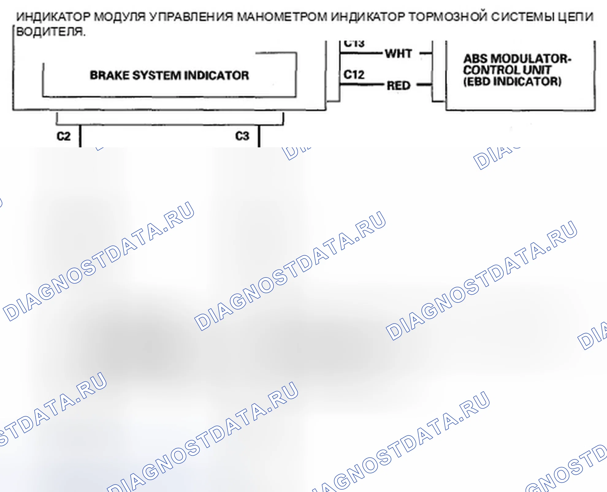 Рис. 70: Принципиальная схема индикатора тормозной системы. Honda Fit I