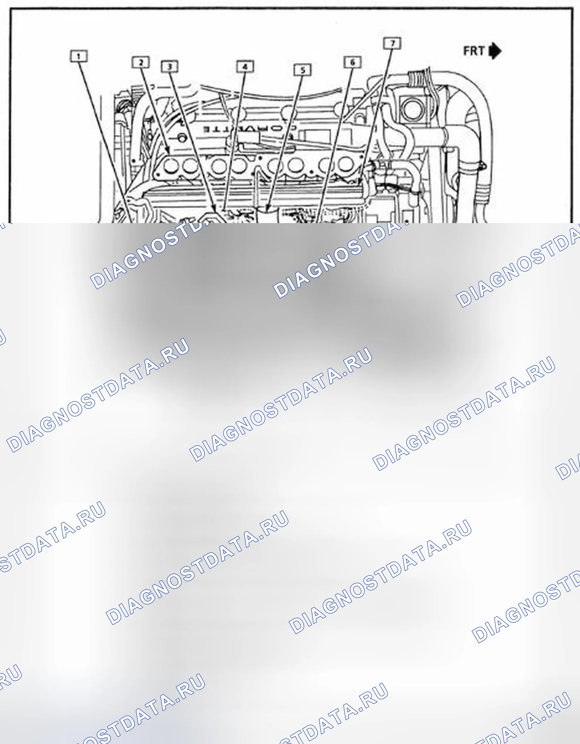 Рис. 32: Идентификация компонентов приточной системы двигателя. Chevrolet Corvette C4