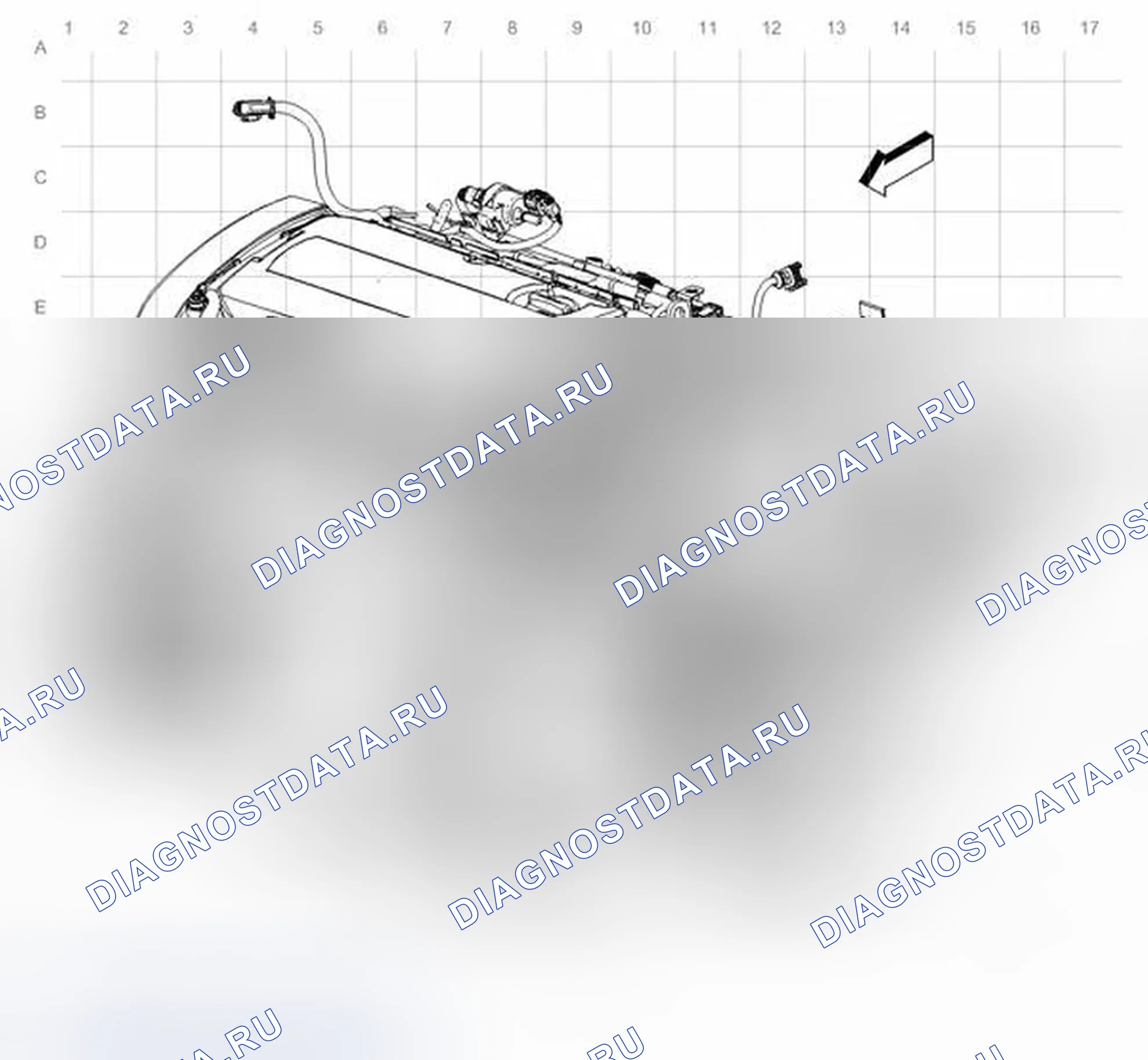 Рис. 27: Прокладка кабелей двигателя - 1.8L спереди (LUW / Lwe). Chevrolet Sonic I