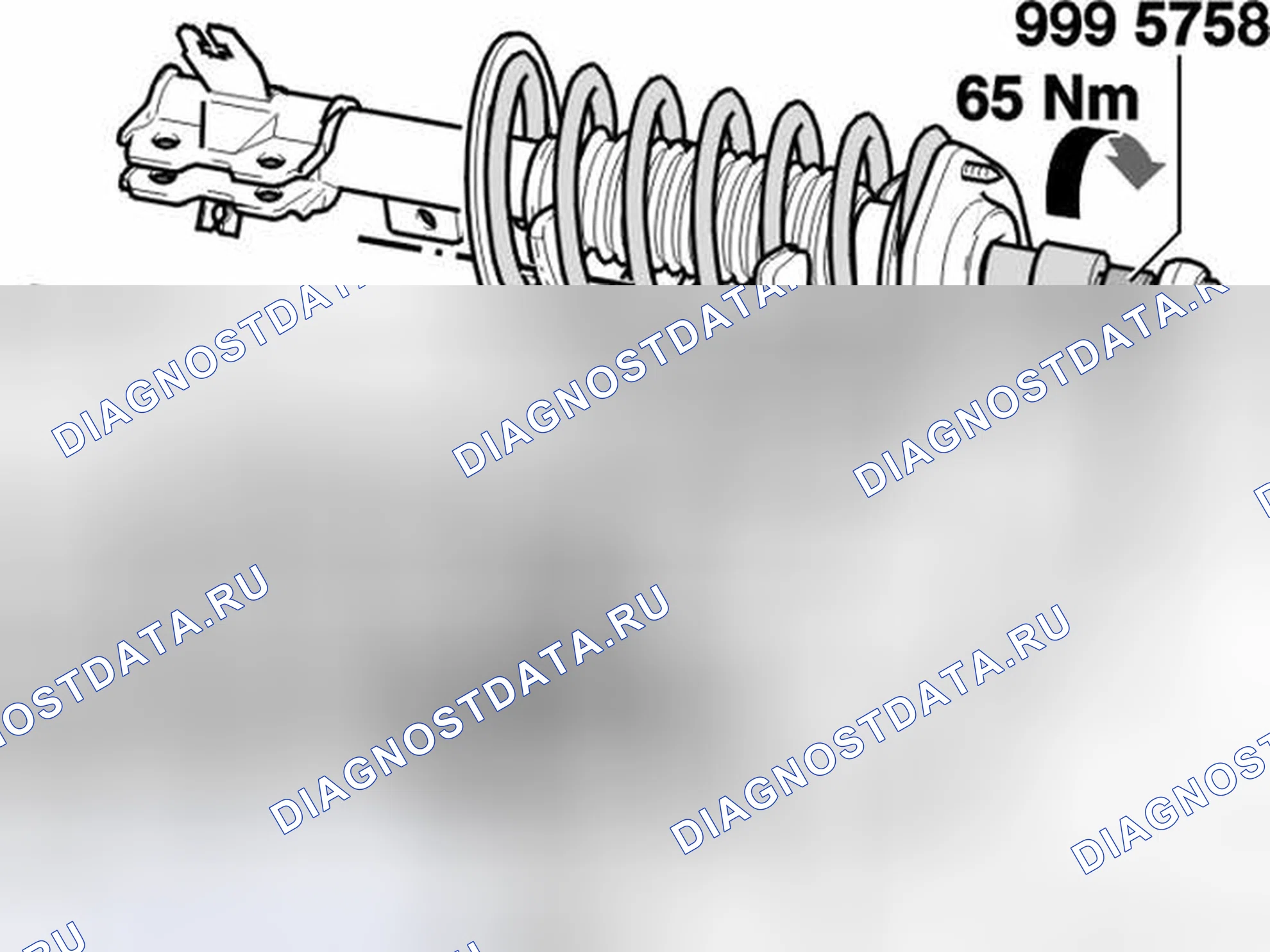 Рис. 20: Сборка пружинной стойки. Volvo S40 I рестайлинг