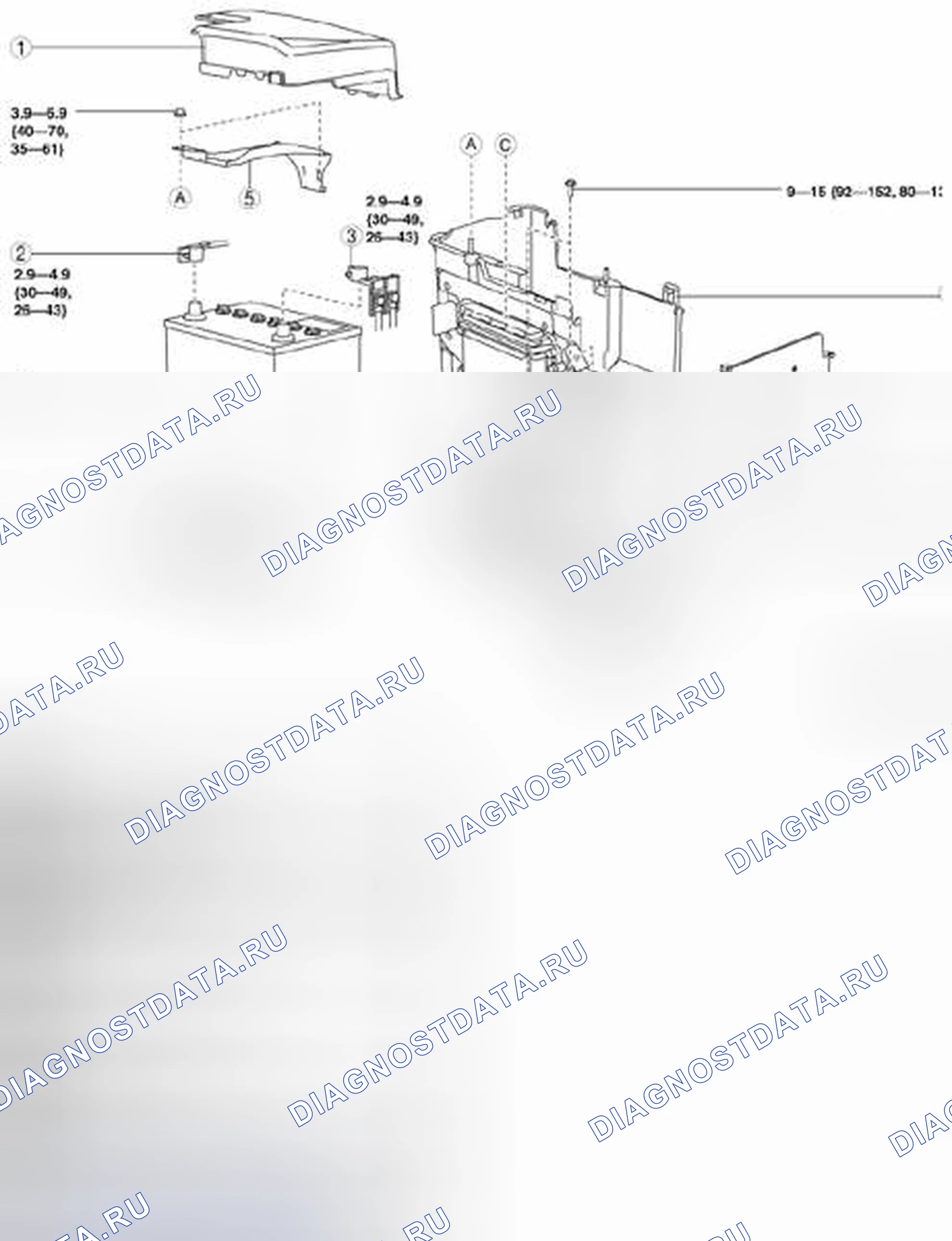Рис. 58: СНЯТИЕ / УСТАНОВКА БАТАРЕИ [SKYACTIV-G 2.0]. Mazda 3 BL рестайлинг