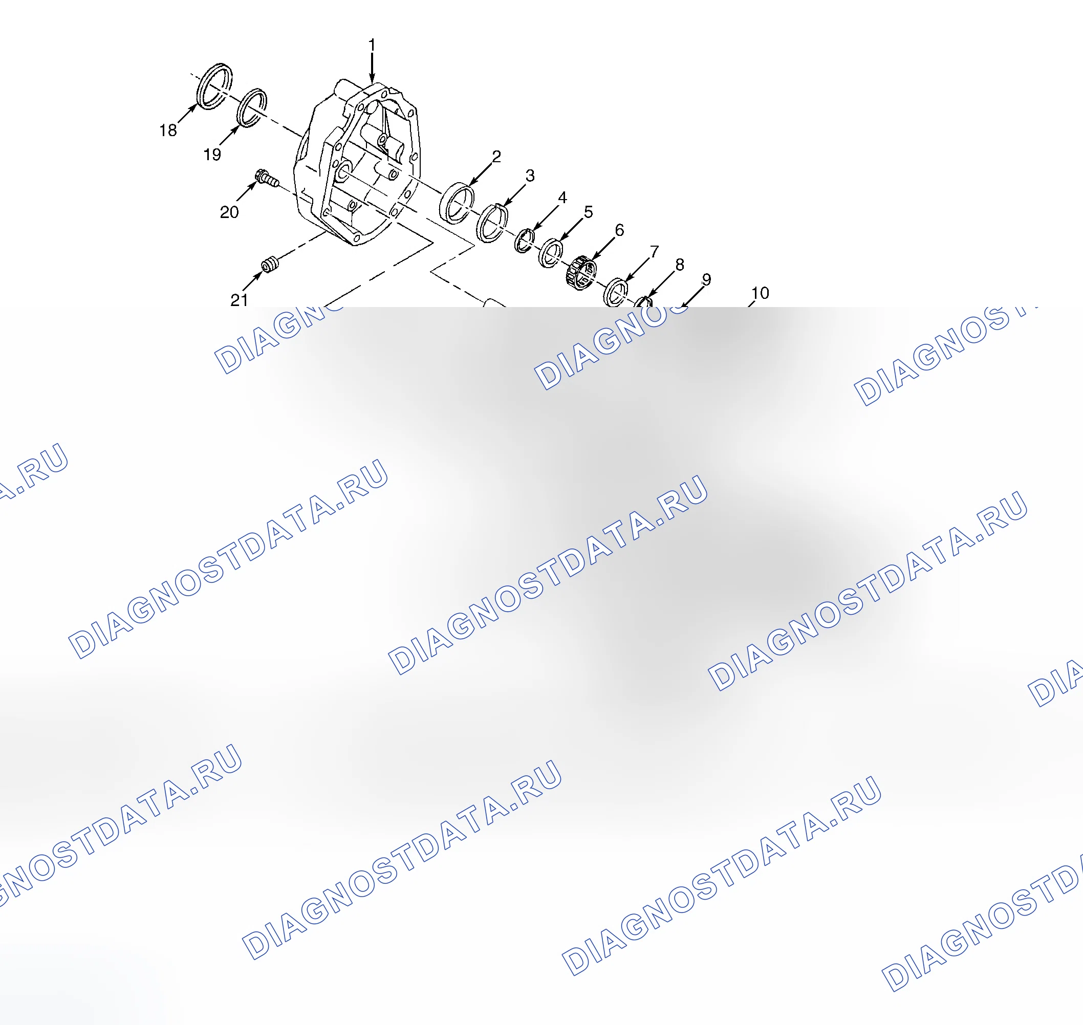 Рис. 1: РАЗБОРКА КОРОБКИ ПЕРЕДАЧ. Chevrolet Corvette C5