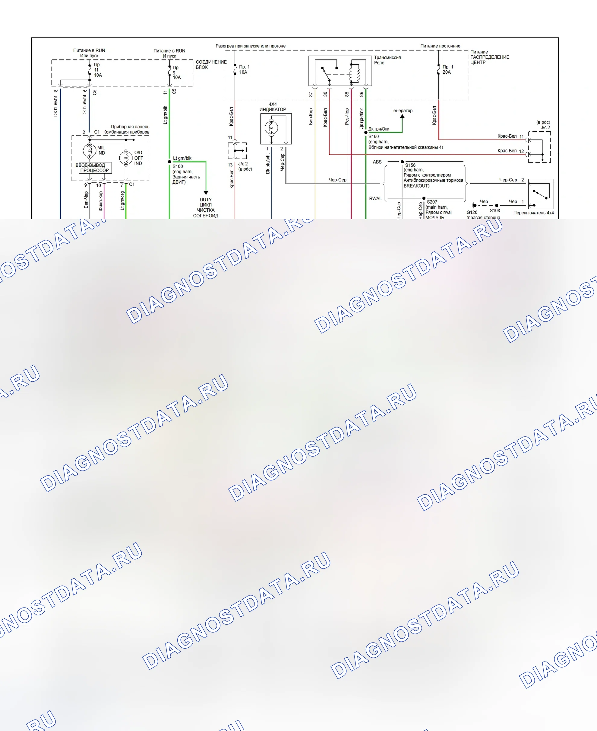 Рис. 23: Схема проводки коробки передач (Dakota). Dodge Ram Van B2500 