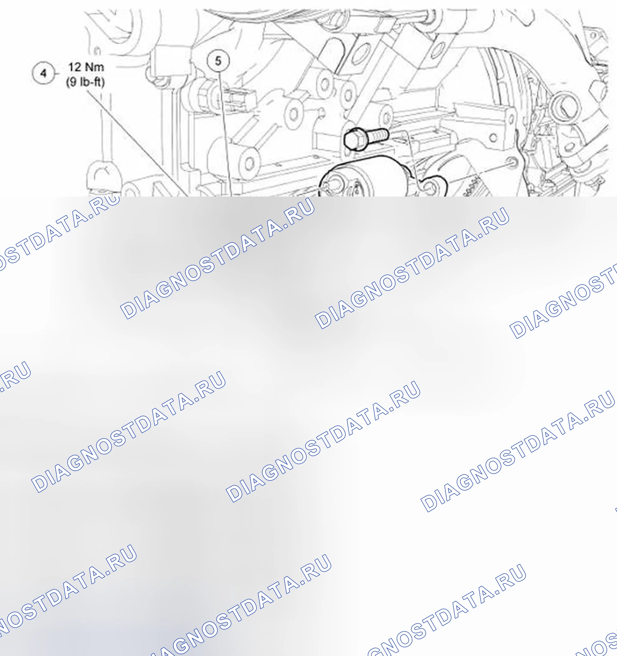 Рис. 16: Идентификация стартерного двигателя - 4.0L SOHC Снятие / установка компонентов - со спецификациями крутящего момента. Ford Mustang V