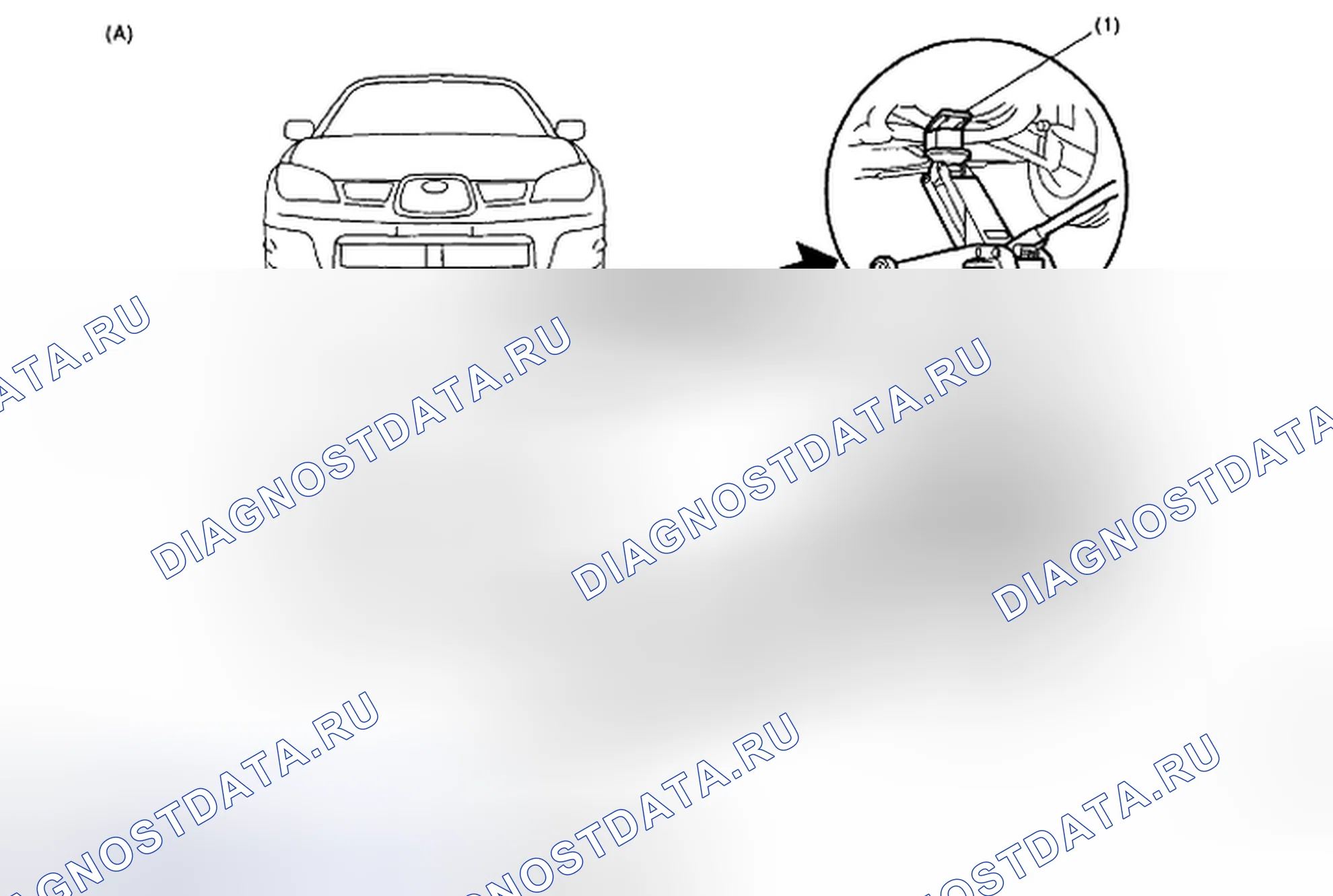 Рис. 52: Определение точек расположения опор подъемников и домкратов (2 из 2). Subaru Impreza WRX STI GD рестайлинг 2