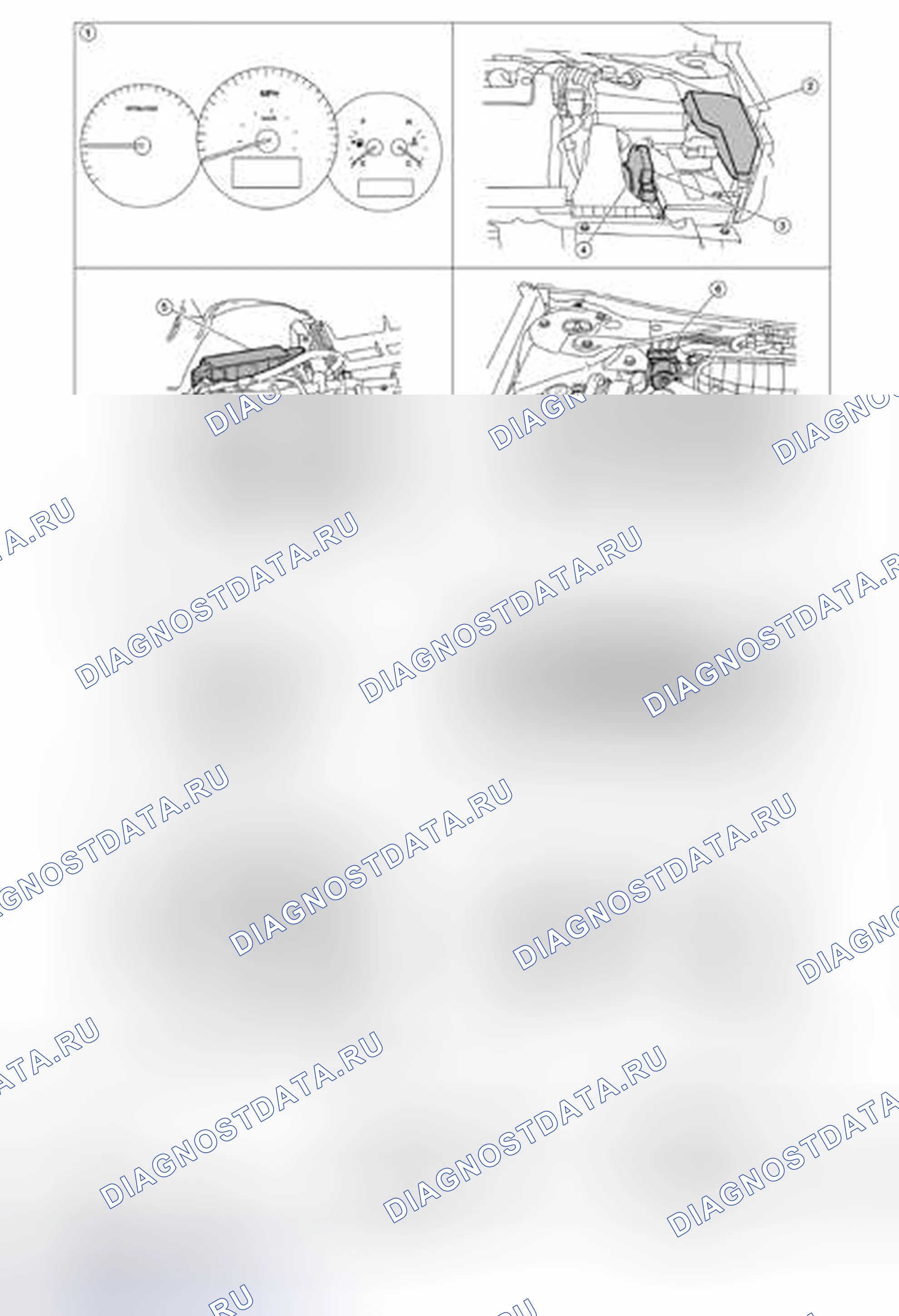 Рис. 72: ТАХОМЕТР: расположение компонентов. Nissan Altima L33