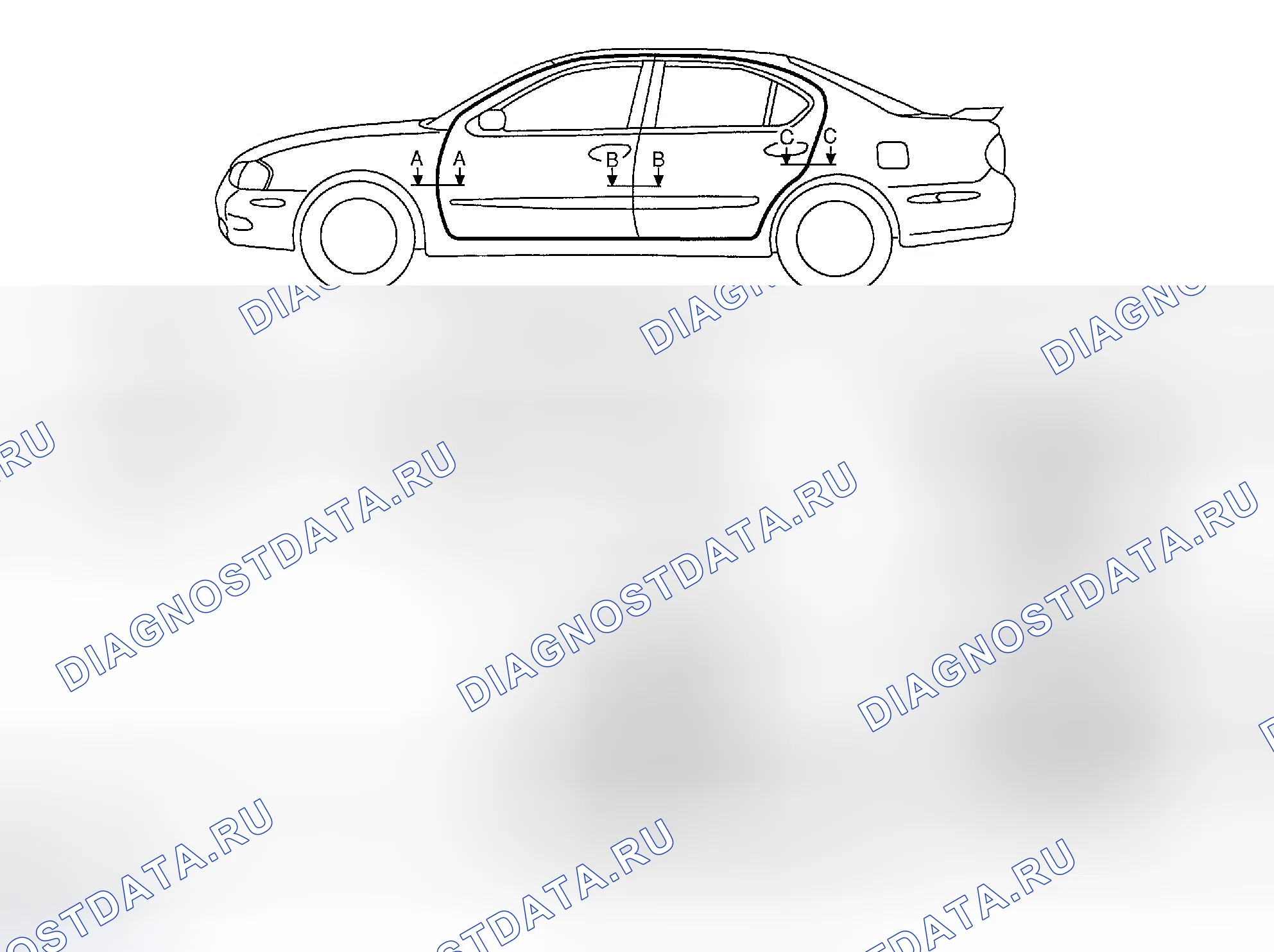 Рис. 68: РЕГУЛИРОВКА наружных кузовных панелей. Nissan Maxima A33