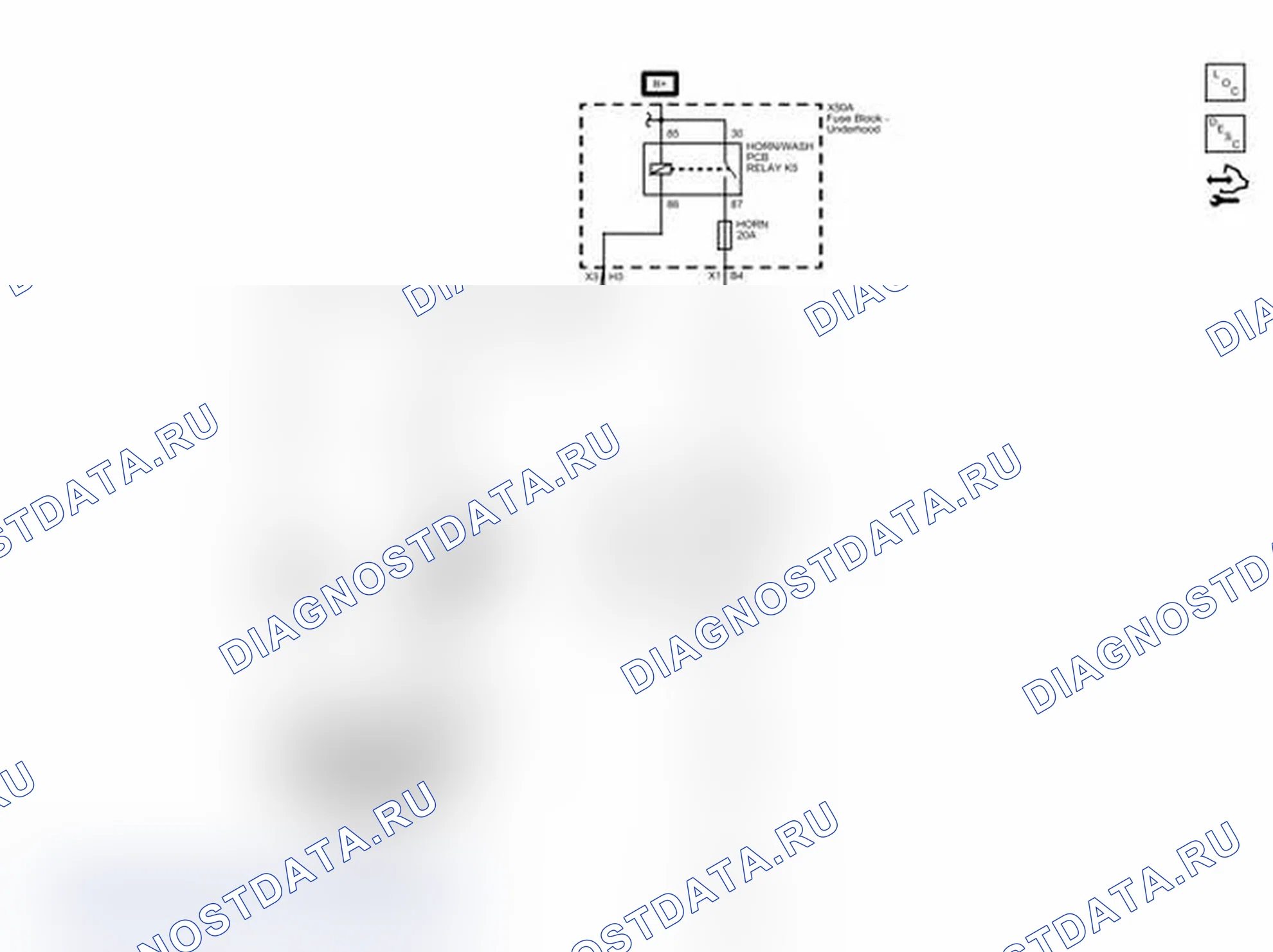 Рис. 1: Схема проводки звукового сигнала. Chevrolet Express G1500 