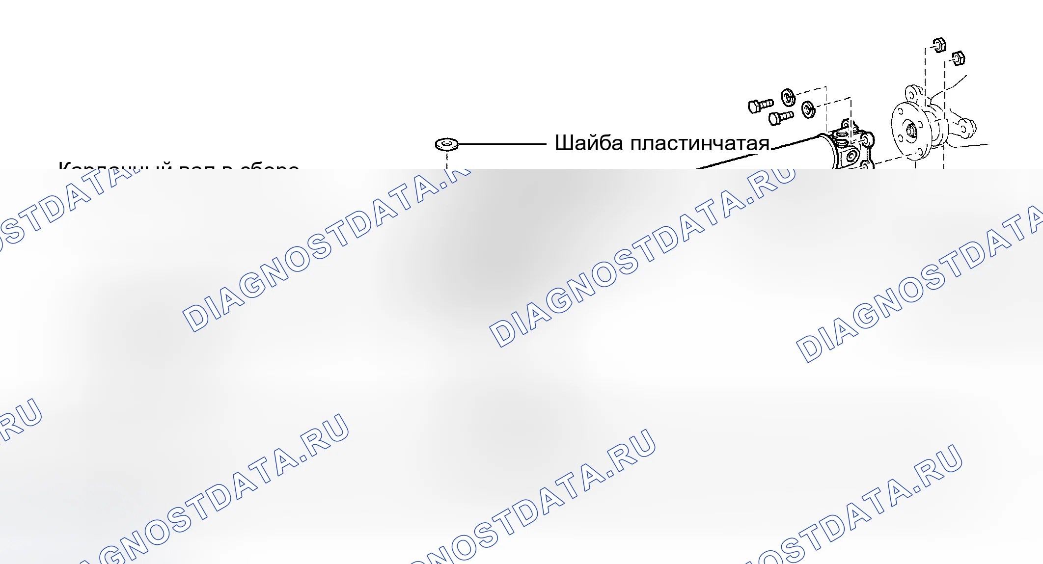 Рис. 1: Идентификация компонентов для удаления карданного вала. Toyota RAV4 II