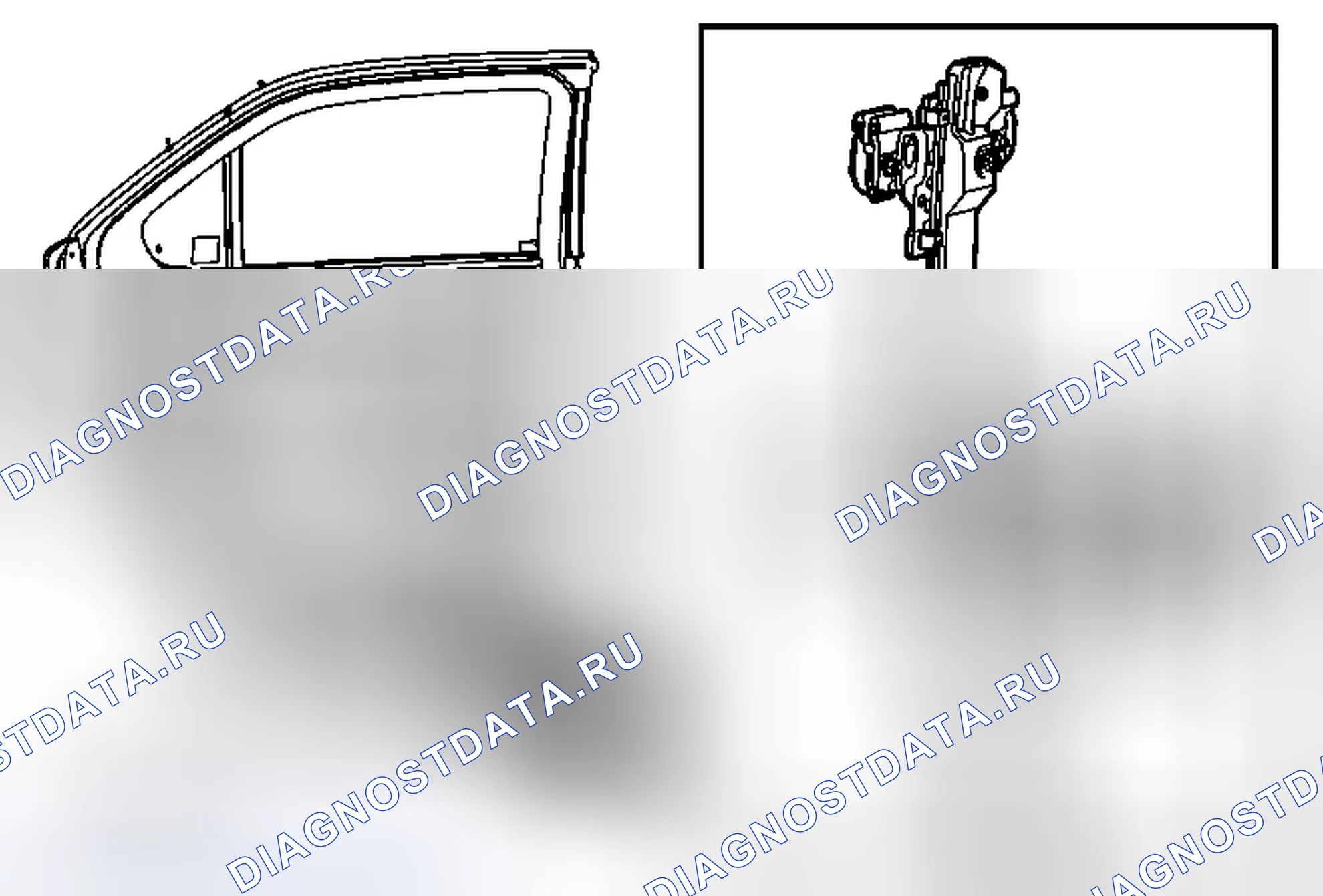 Рис. 14: Замена двигателя регулятора окна задней стороны двери. Chevrolet Equinox II