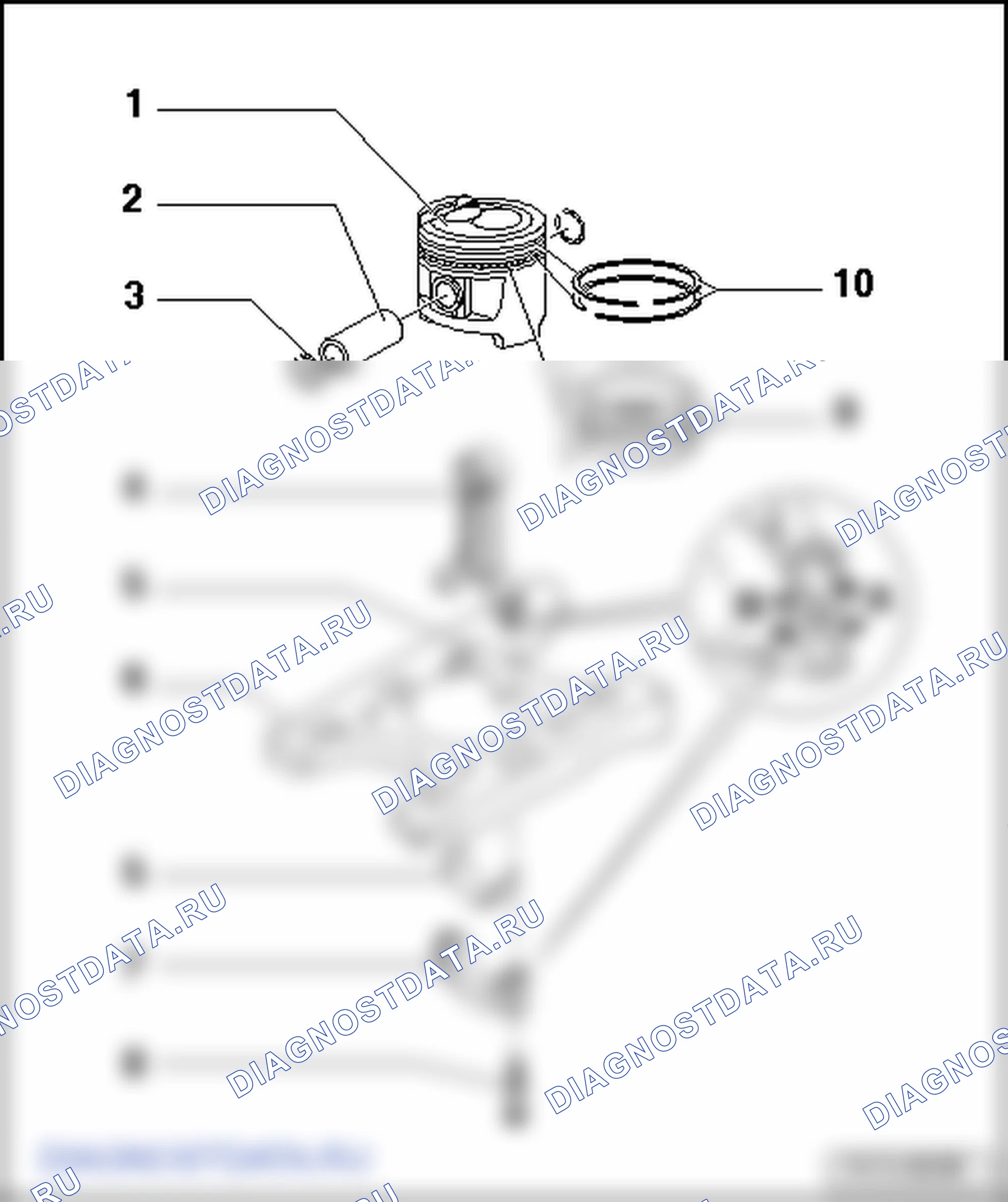 Поршень и шатун (1.6/85 кВт FSI). Skoda Octavia Ii