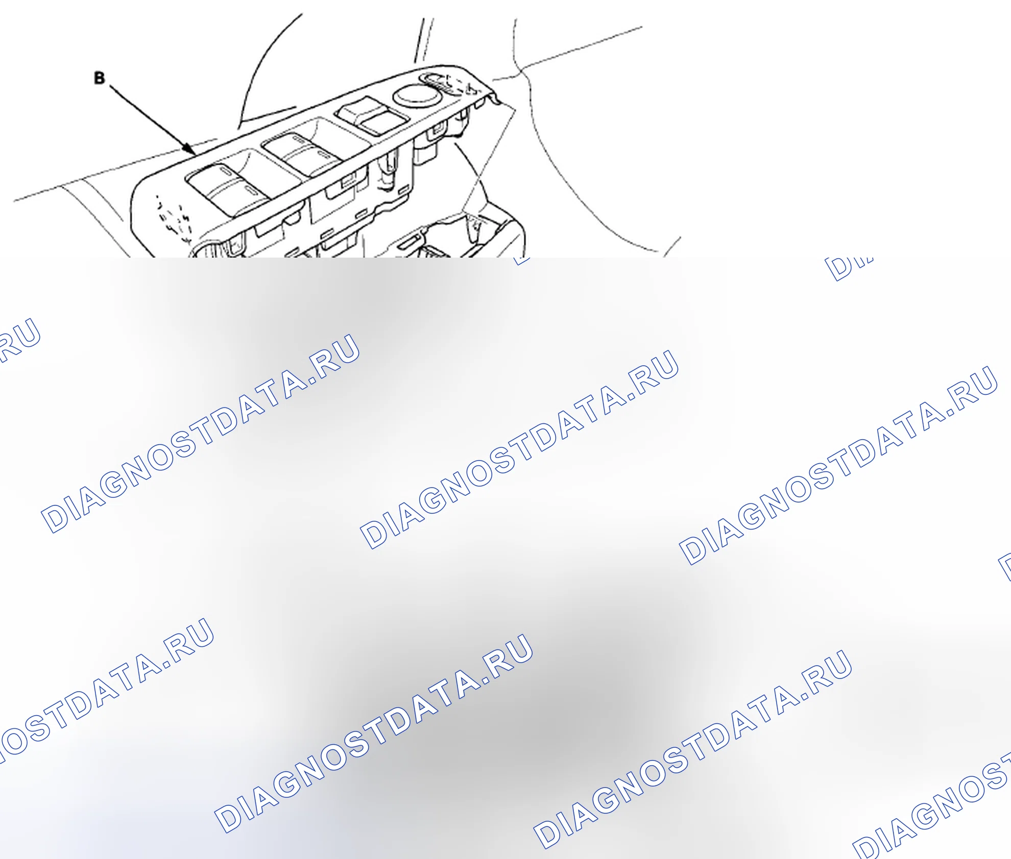 Рис. 28: Входной тест главного переключателя окна питания. Honda Accord VIII