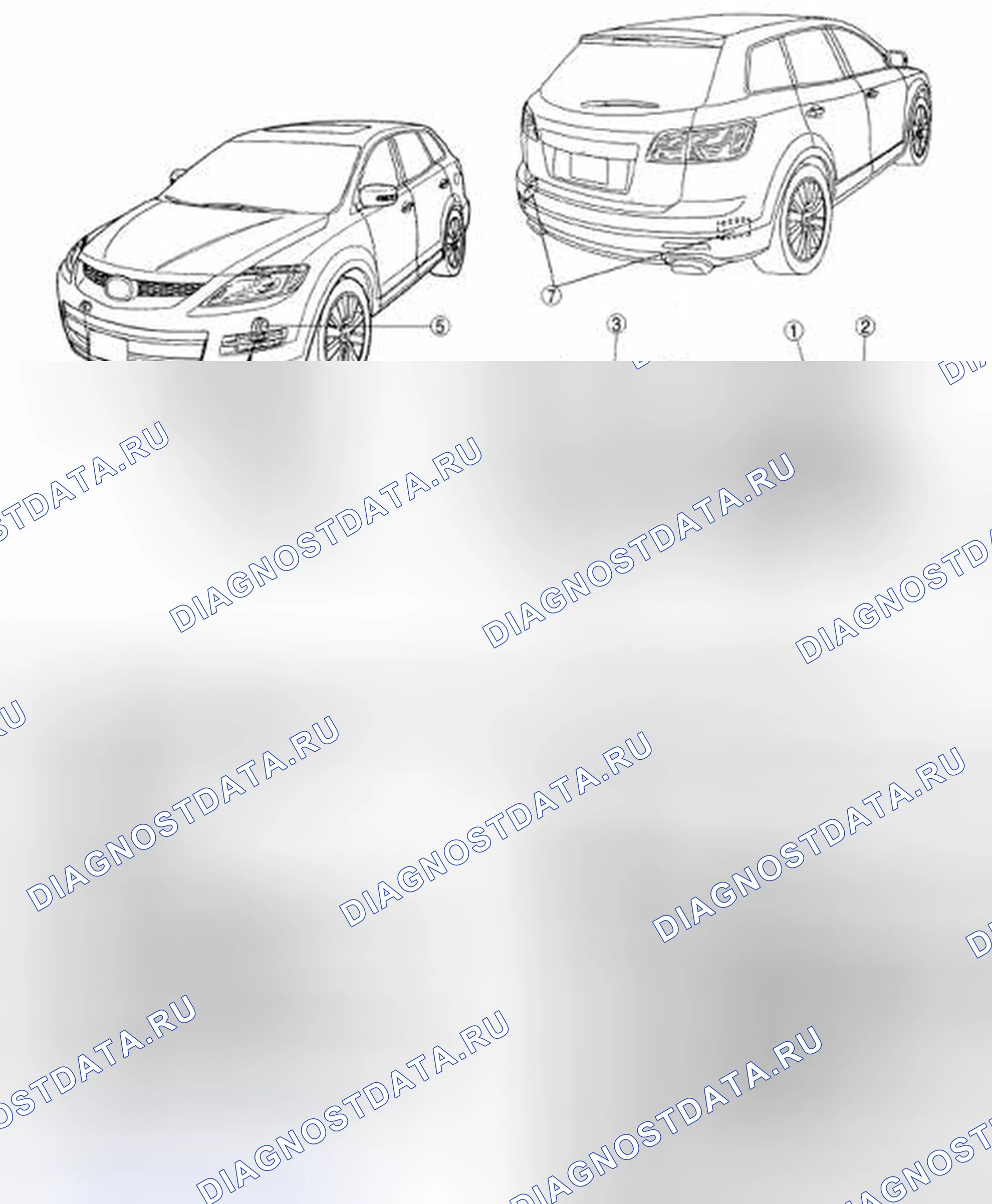 Рис. 6: УКАЗАТЕЛЬ МЕСТОПОЛОЖЕНИЯ КИП / ДРАЙВЕРА. Mazda CX-9 I