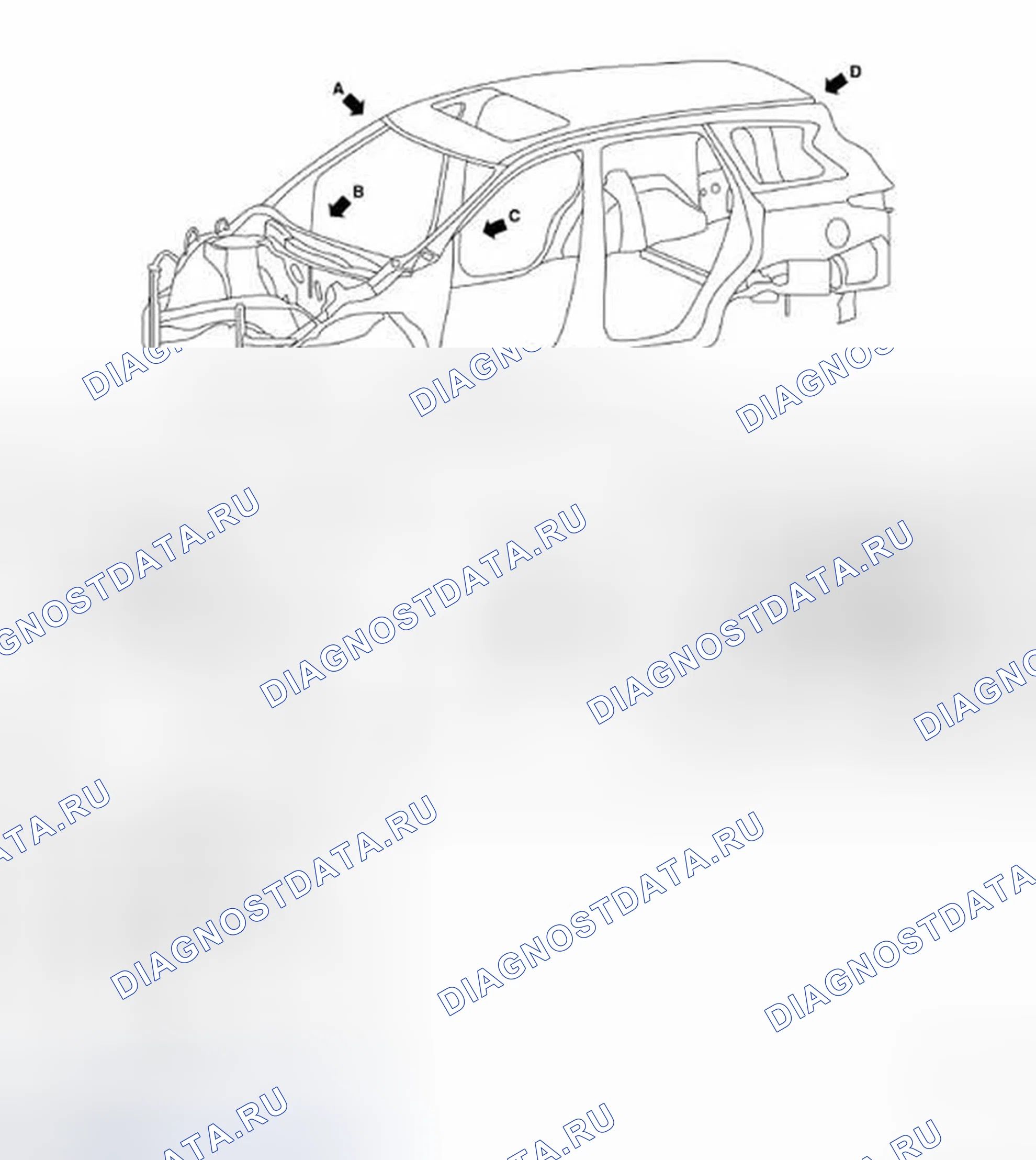 Рис. 147: Отметки центра тела. Infiniti QX60 I