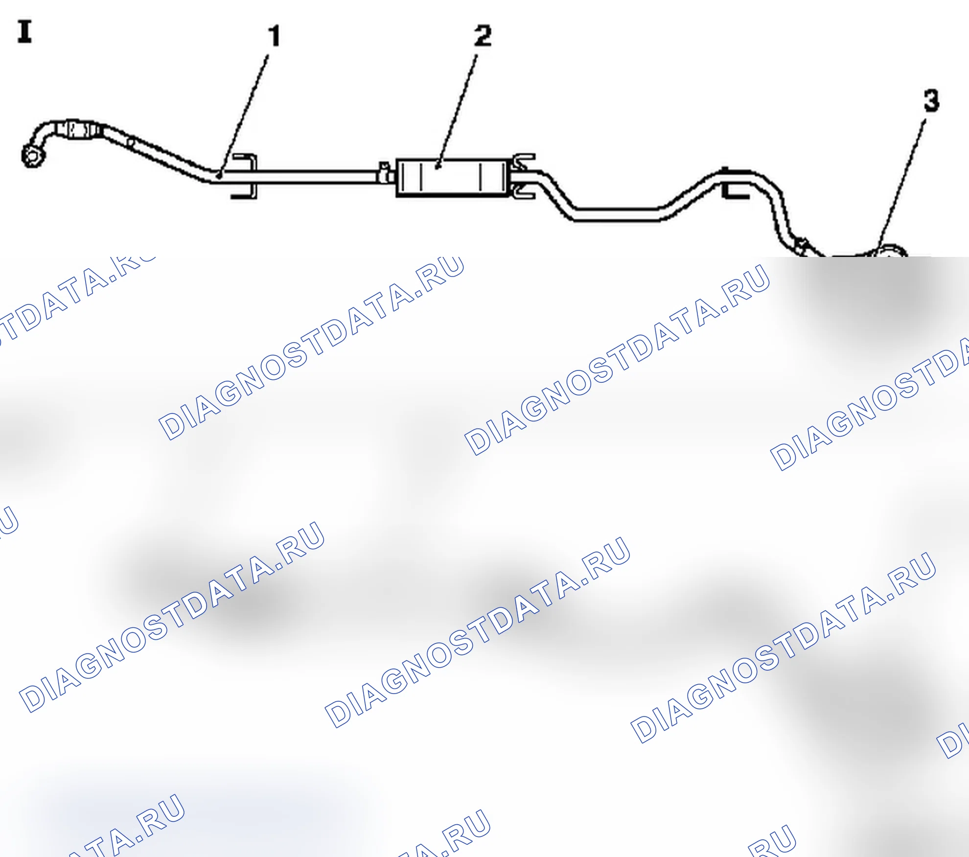 Иллюстрация выхлопной системы (F68, F69). Opel Signum I рестайлинг