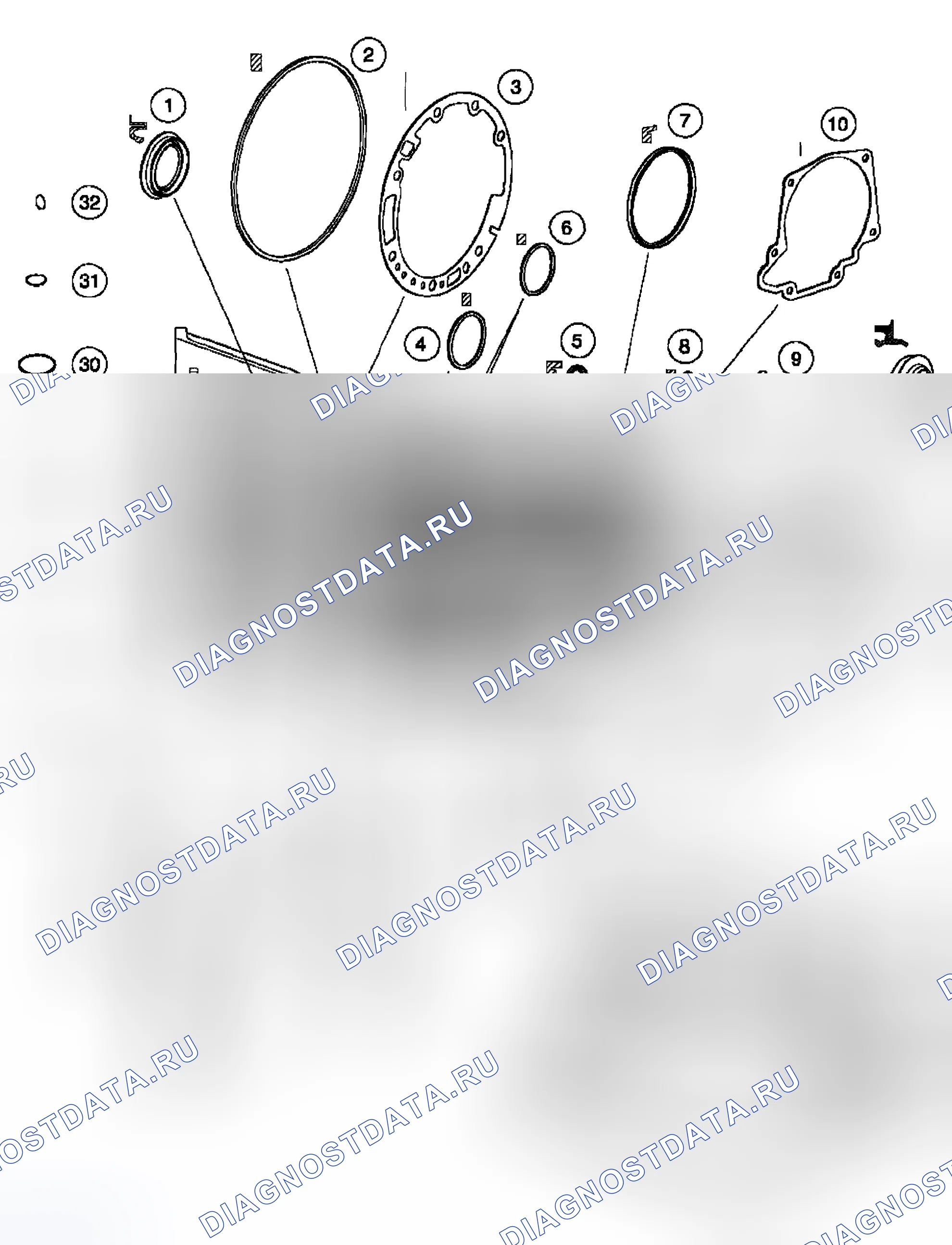 Рис. 583: Локатор уплотнений, колец и прокладок. Mazda Flair II