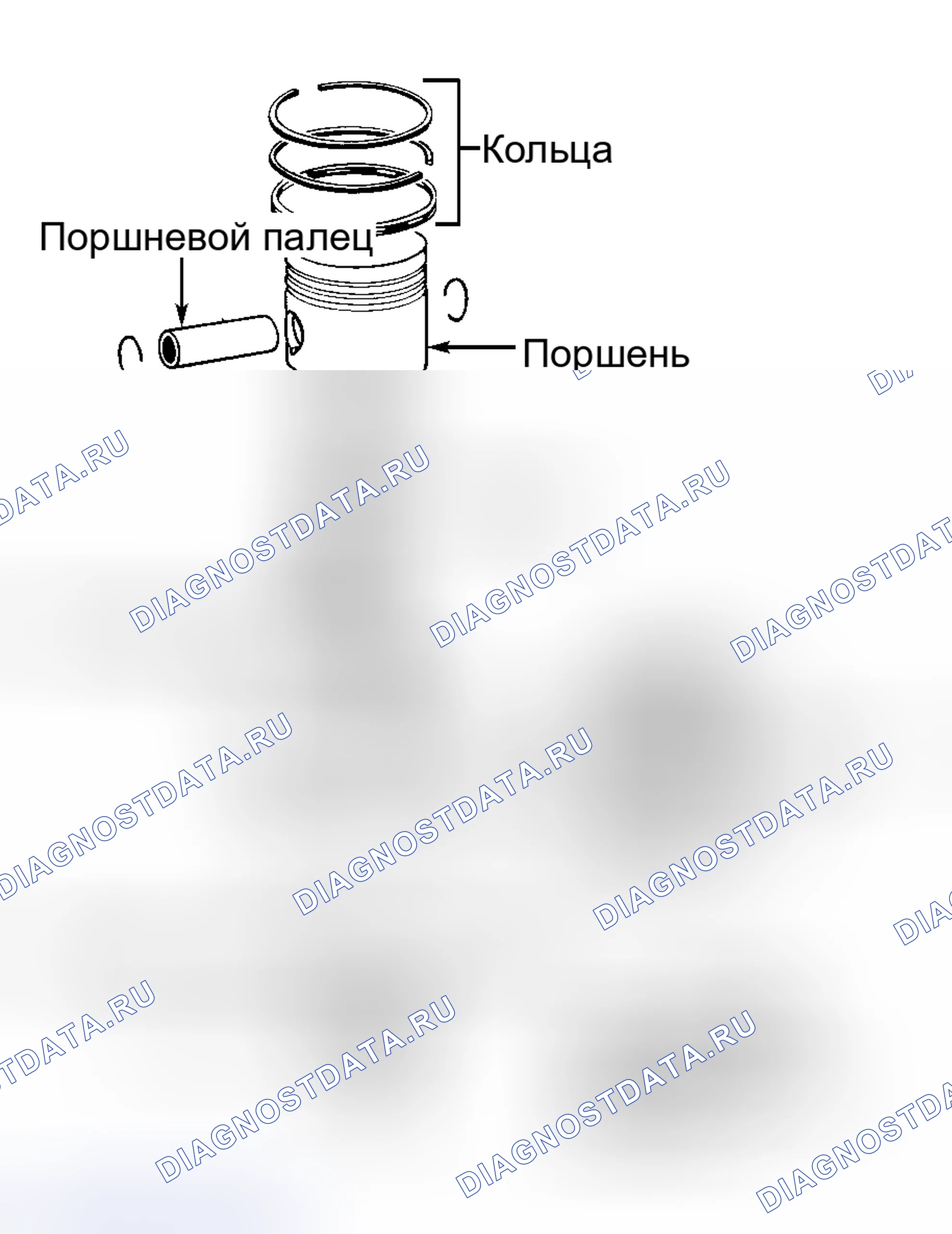 Рис. 24: Поршень и шток в сборе. Volkswagen Passat B4