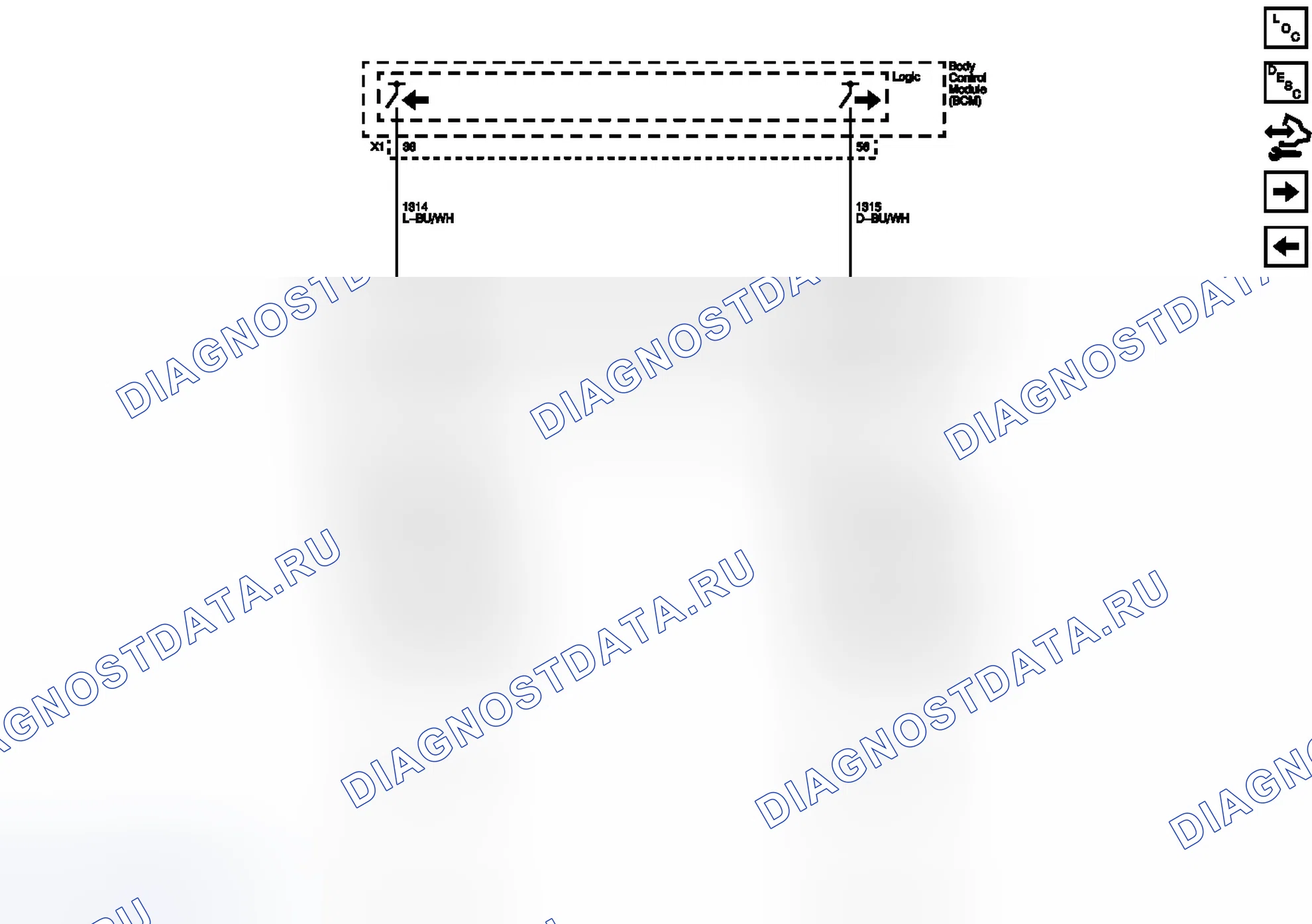 Рис. 4: Схема подключения передних поворотных ламп. Chevrolet Malibu VIII