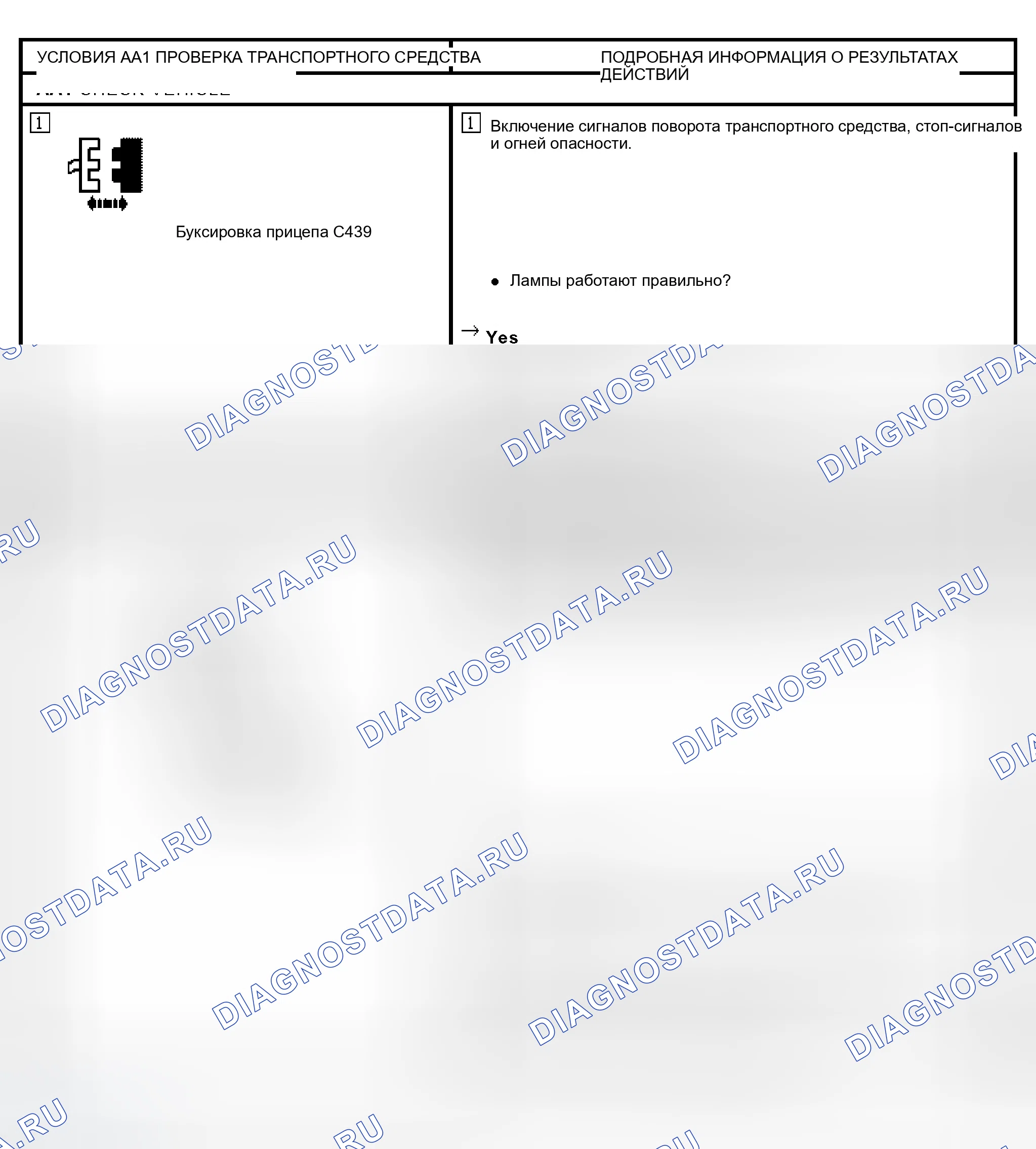 Рис. 36: КОНТРОЛЬНОЕ ИСПЫТАНИЕ Aa: ОТДЕЛЬНЫЕ ОГНИ ПРИЦЕПА НЕ РАБОТАЮТ - ОБА СИГНАЛА ПОВОРОТА ПРИЦЕПА / СТОП-СИГНАЛЫ /. Ford Escape I