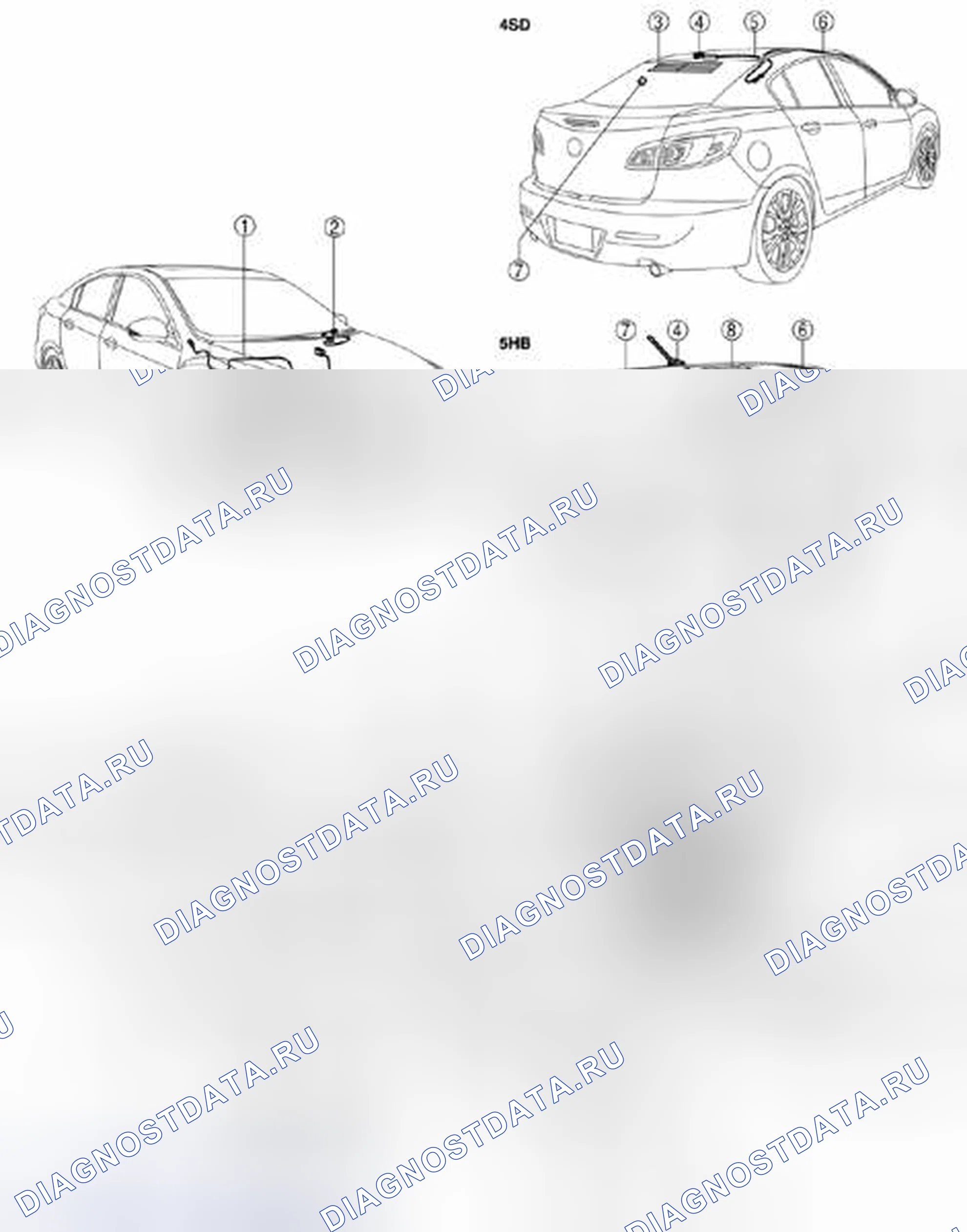Рис. 1: Расположение компонентов развлекательной системы (1 из 3). Mazda 3 BL рестайлинг