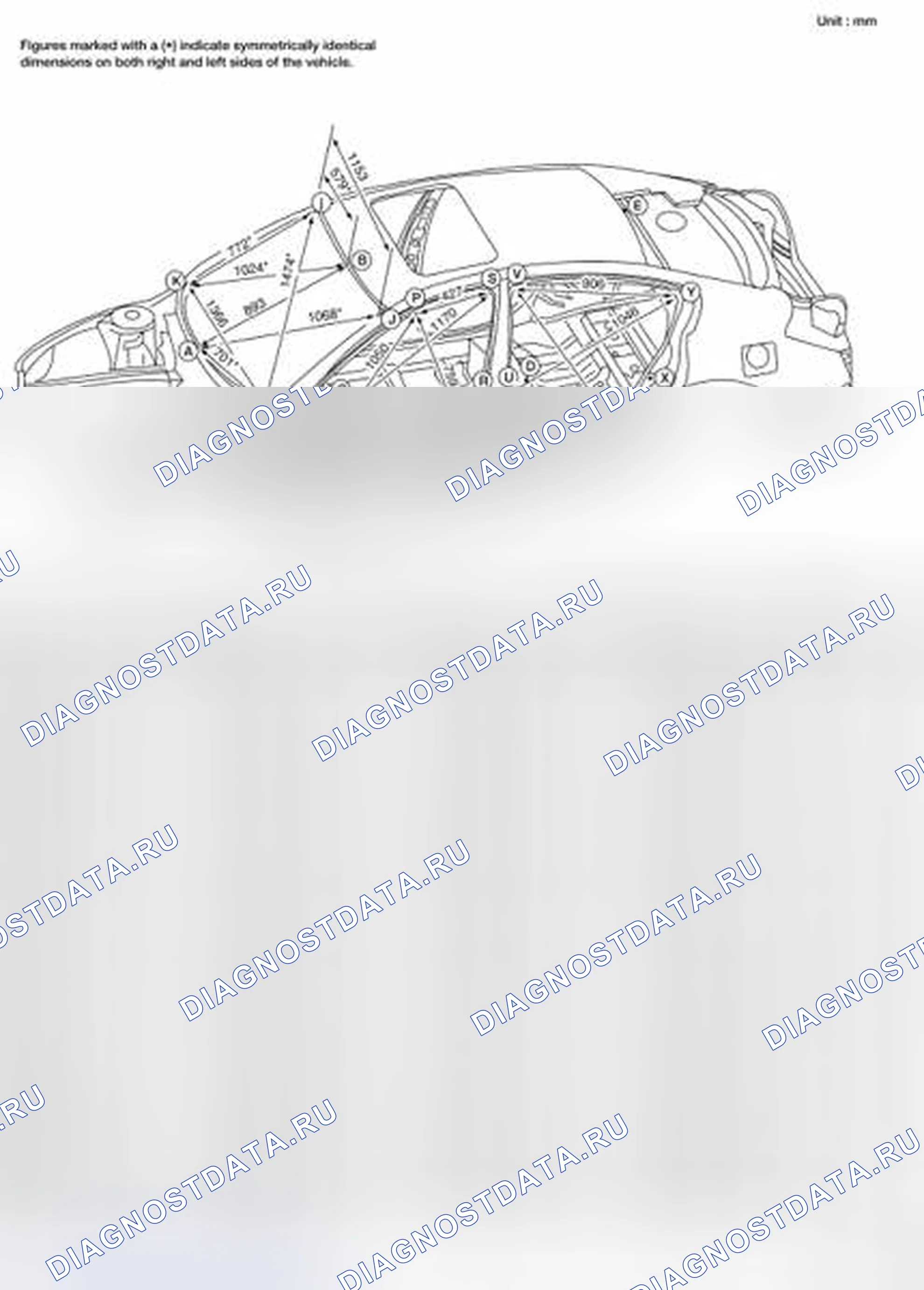 Рис. 36: Определение размеров пассажирского салона. Nissan Altima L32