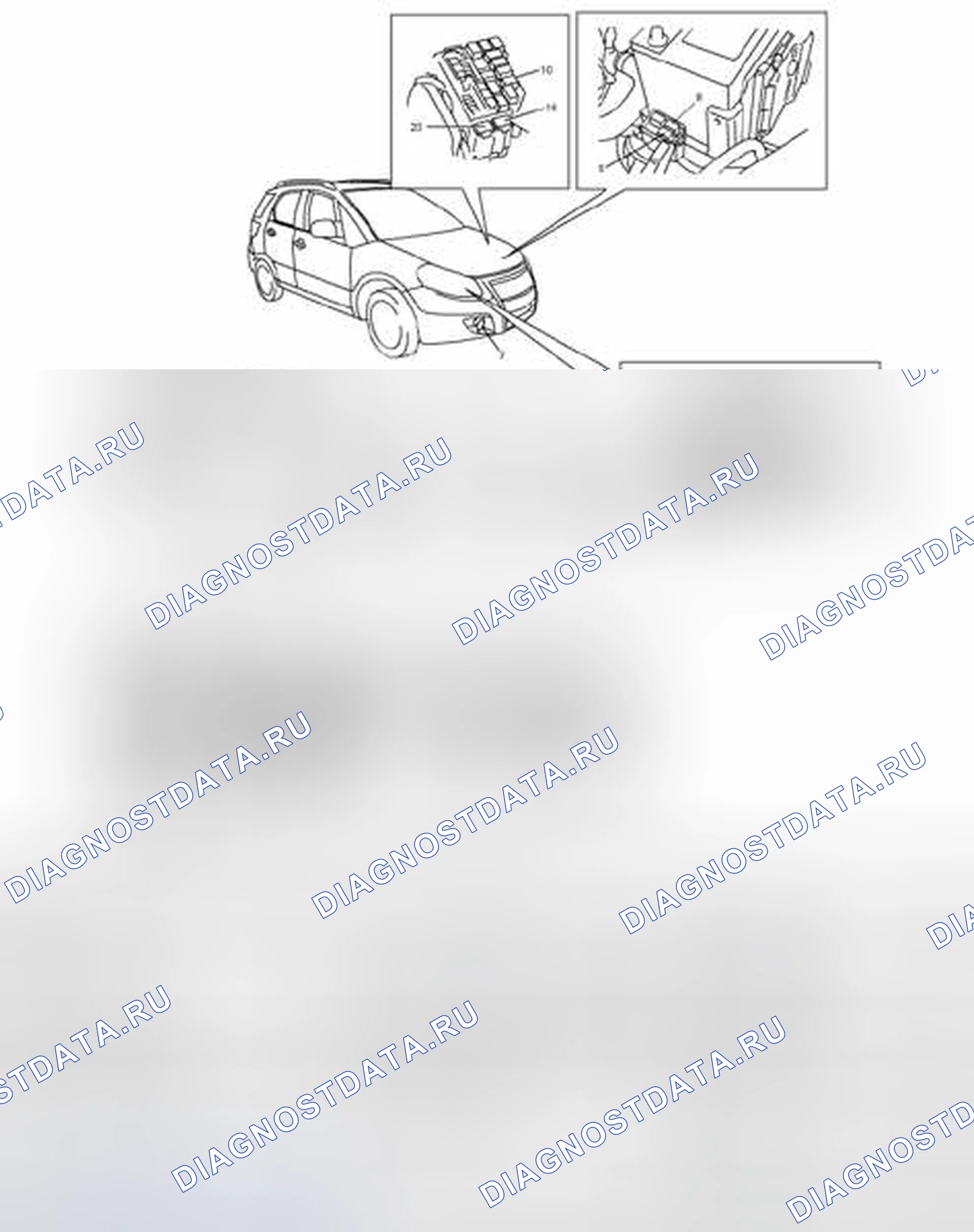 Рис. 2: Расположение компонентов системы освещения. Suzuki SX4 I рестайлинг