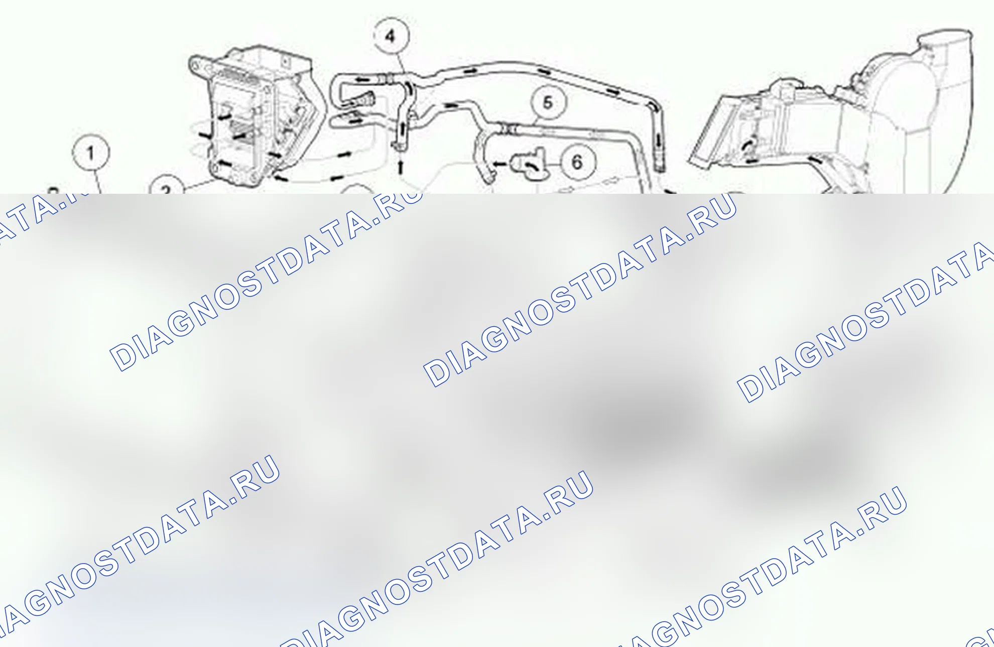 Рис. 11: Схема потока хладагента, 5.4L (2 В) со вспомогательным нагревателем. Ford Econoline E250 