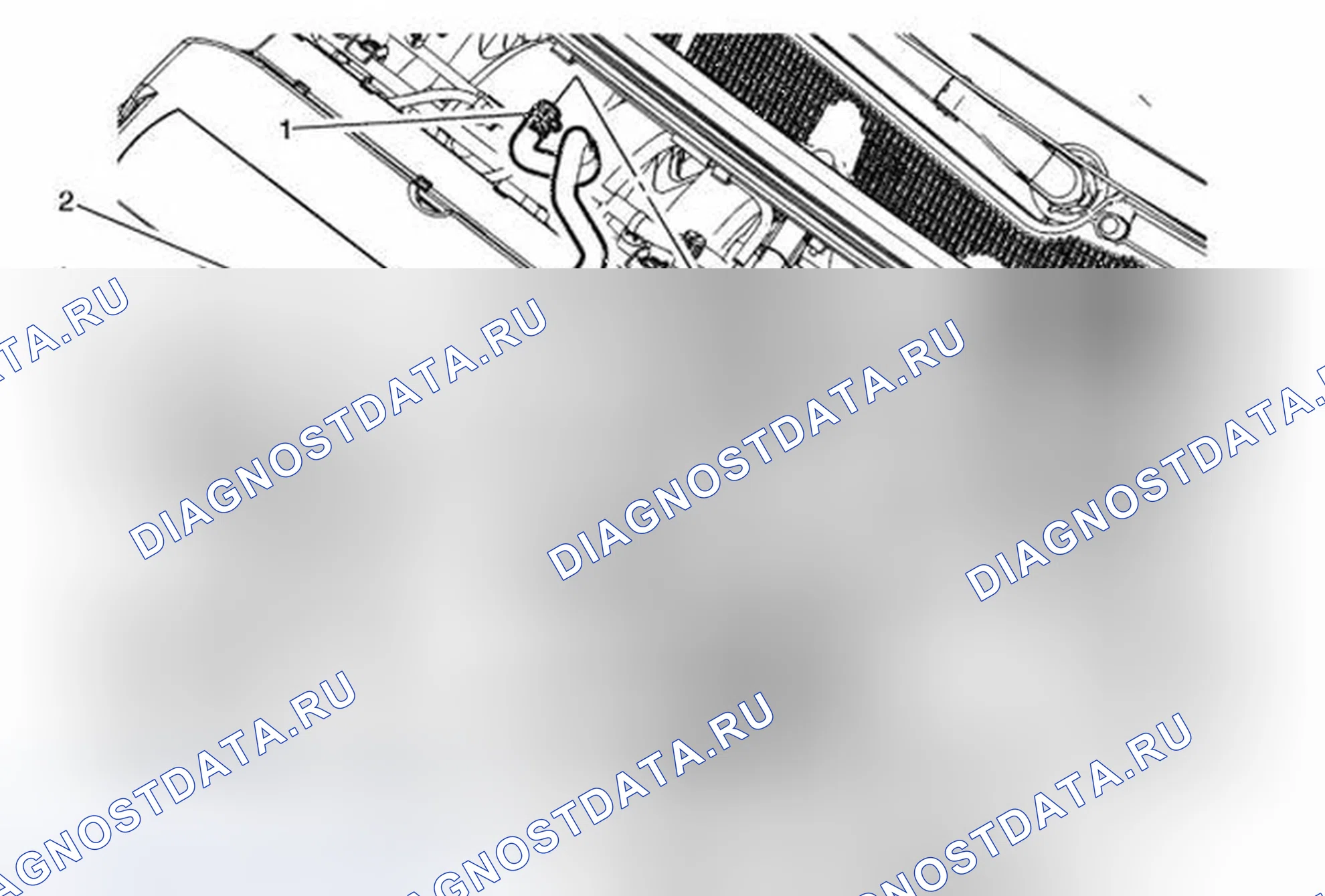 Рис. 7: Замена шланга отвода охлаждающего воздуха двигателя (2H0). Buick Encore I