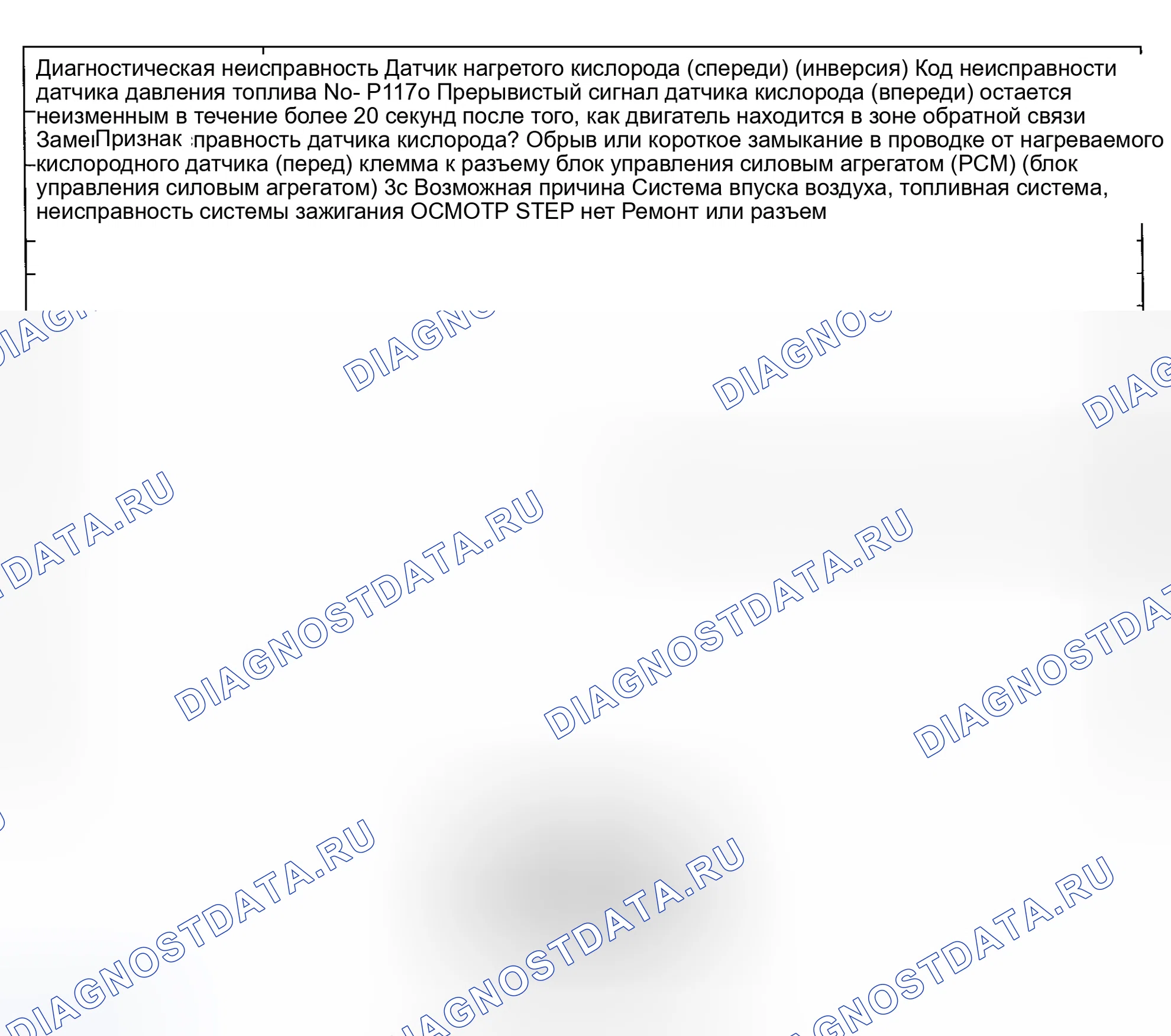 Рис. 36: расшифровка кода ошибки P1170: ДАТЧИК КИСЛОРОДА С ПЕРЕДНИМ ПОДОГРЕВОМ - ИНВЕРСИЯ. Mazda Protege BH