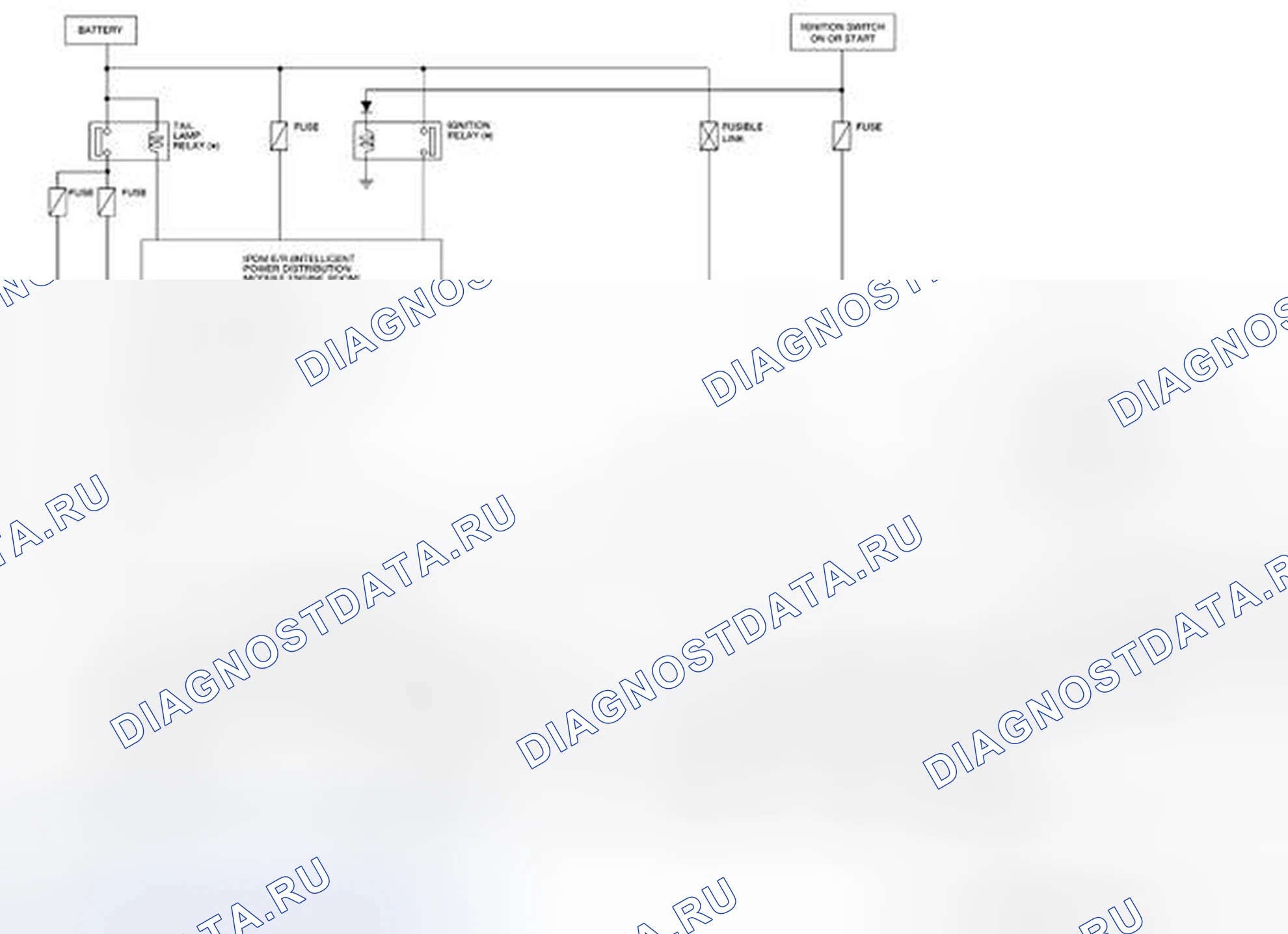 Рис. 4: Парковка, номерной знак и задний фонарь - принципиальная схема. Nissan Frontier D40