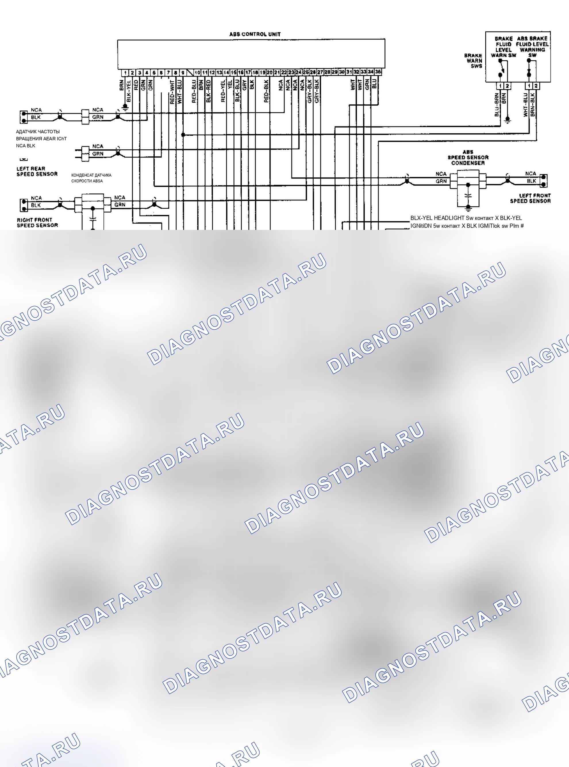 Рис. 4: Схема электропроводки Corrado ABS (1991). Volkswagen Passat B3