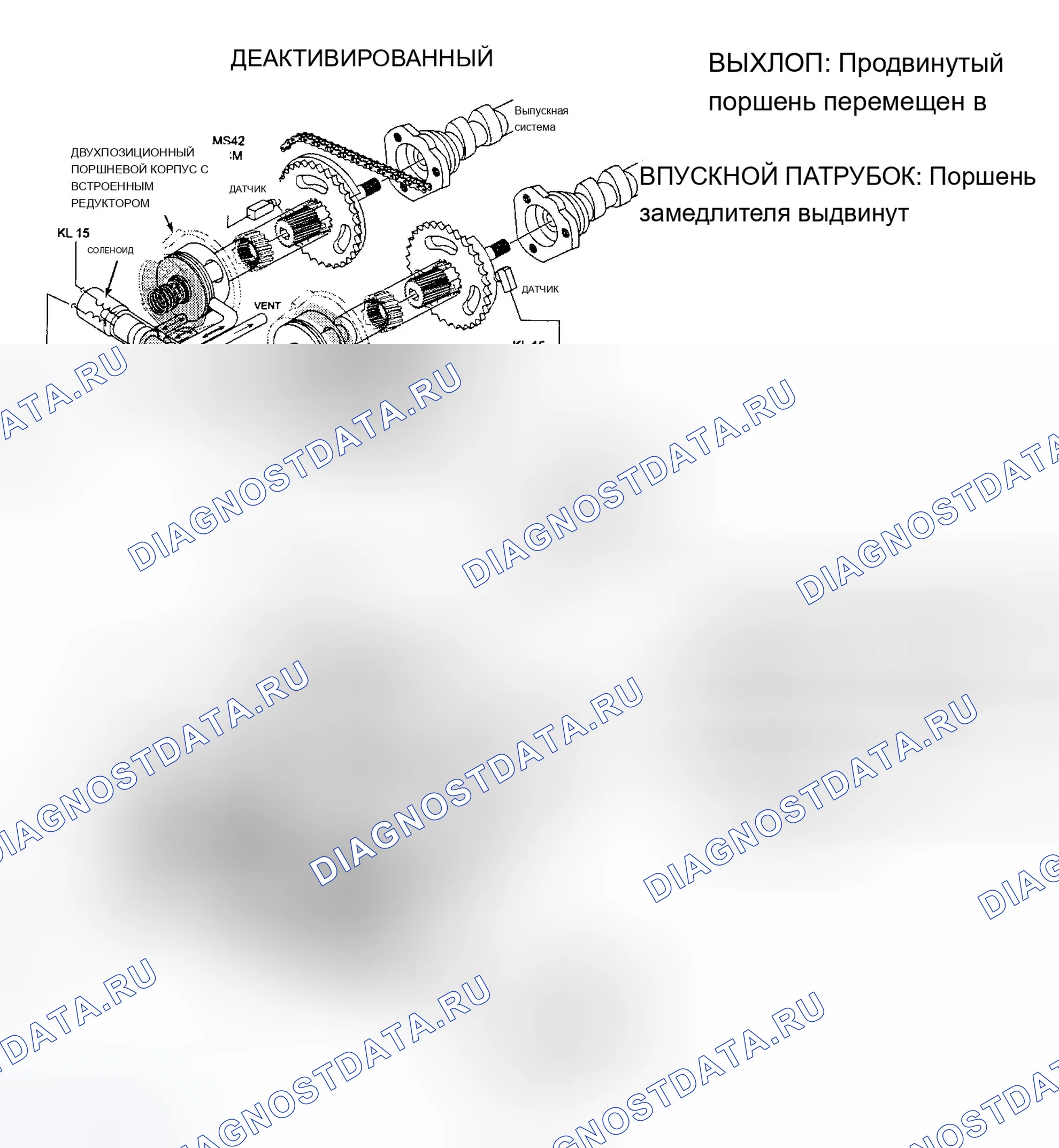 Рис. 36: СИСТЕМА РЕГУЛИРУЕМЫХ ФАЗ ГАЗОРАСПРЕДЕЛЕНИЯ (VANOS). BMW X5 E53