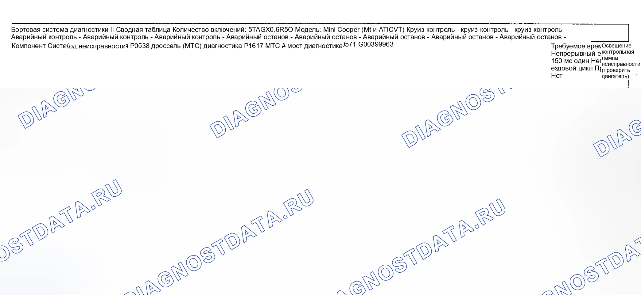 Рис. 53: Диагностика расшифровка кода ошибки (Cooper двигатель Type LEV Standard / проверка Group: 4BMXV01.6R50) - 12 из 16. MINI Cooper S I