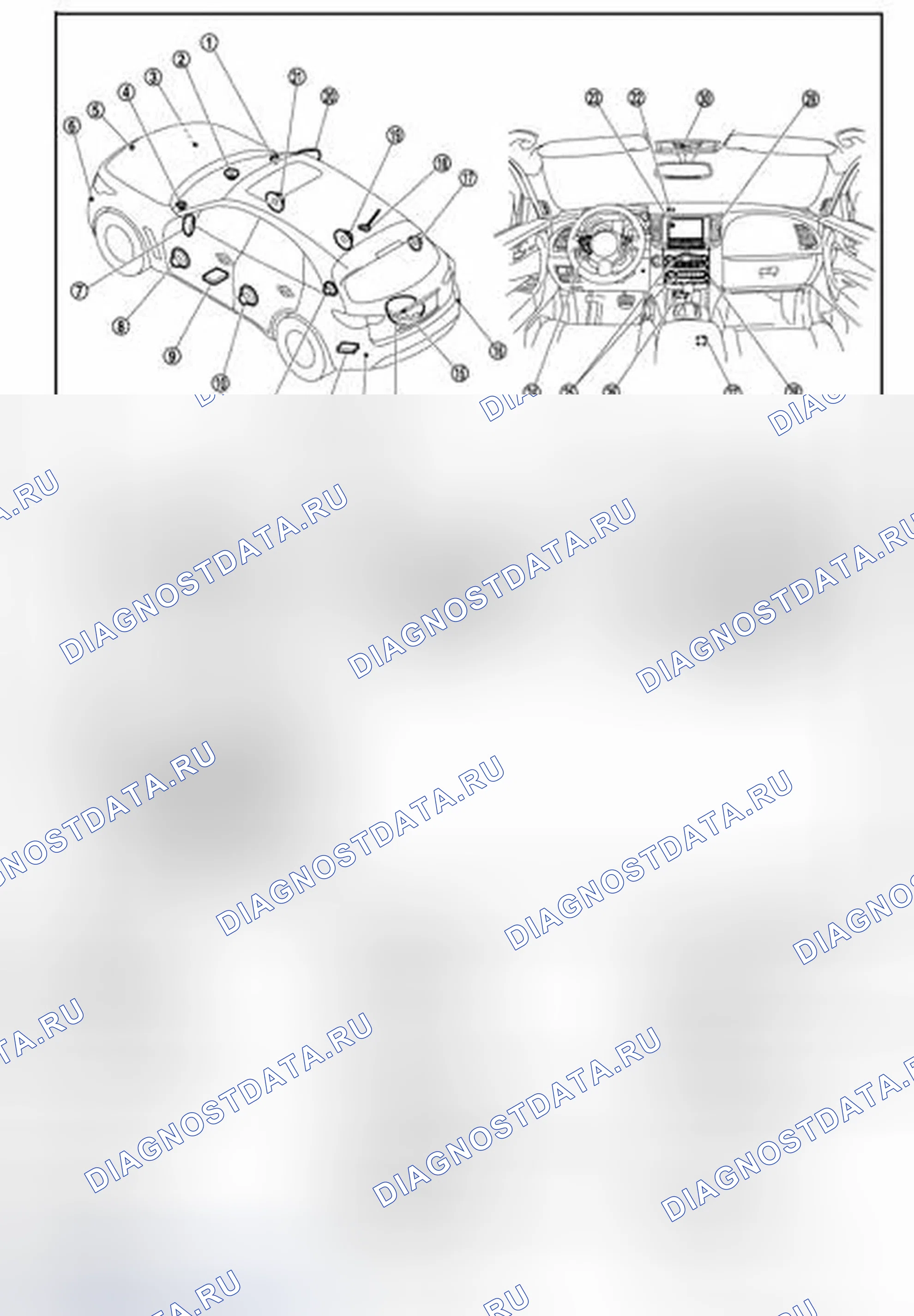Рис. 67: Расположение компонентов. Infiniti FX35 II рестайлинг