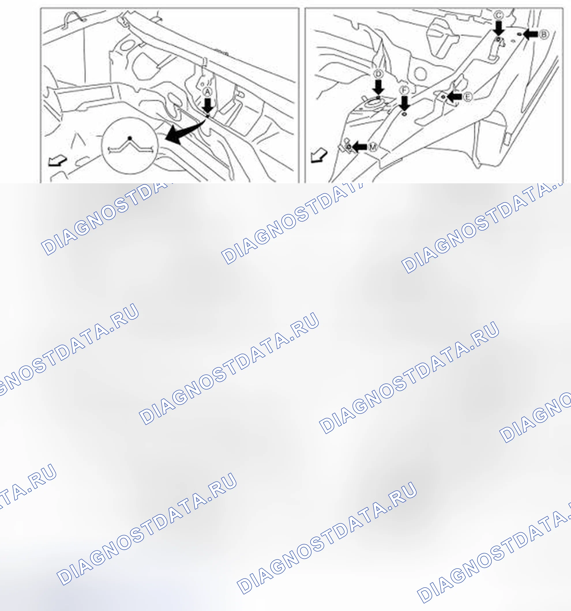 Рис. 273: ТОЧКИ ИЗМЕРЕНИЯ. Infiniti FX37 II рестайлинг