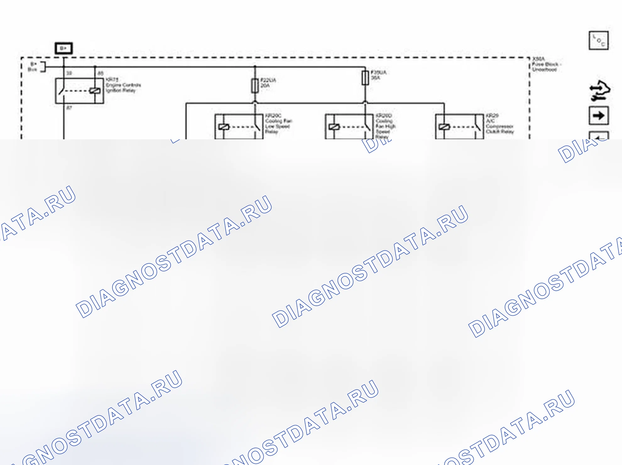 Рис. 66: Схемы подключения предохранителей F18UA, F20UA, F21UA, F22UA и F35UA. Chevrolet Spark M300