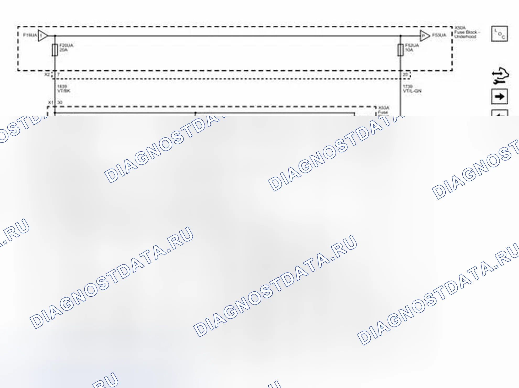 Рис. 78: Предохранители F20UA, F36RA, F37RA, F38RA и F52UA. Cadillac SRX II рестайлинг