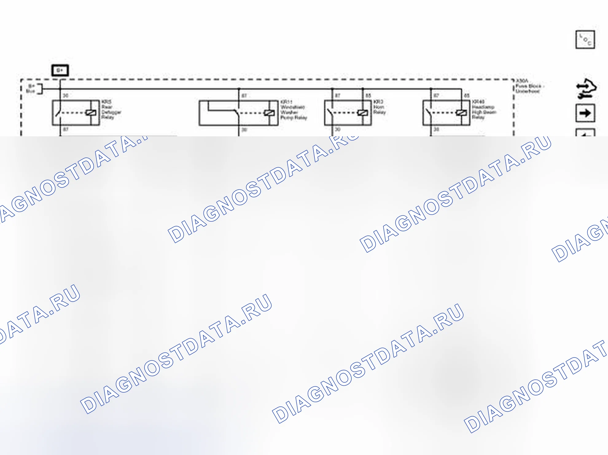 Рис. 66: Предохранители F28UA, F30UA, F37UA, F51UA, F56UA и xtag J5 F60UA. Chevrolet Orlando I