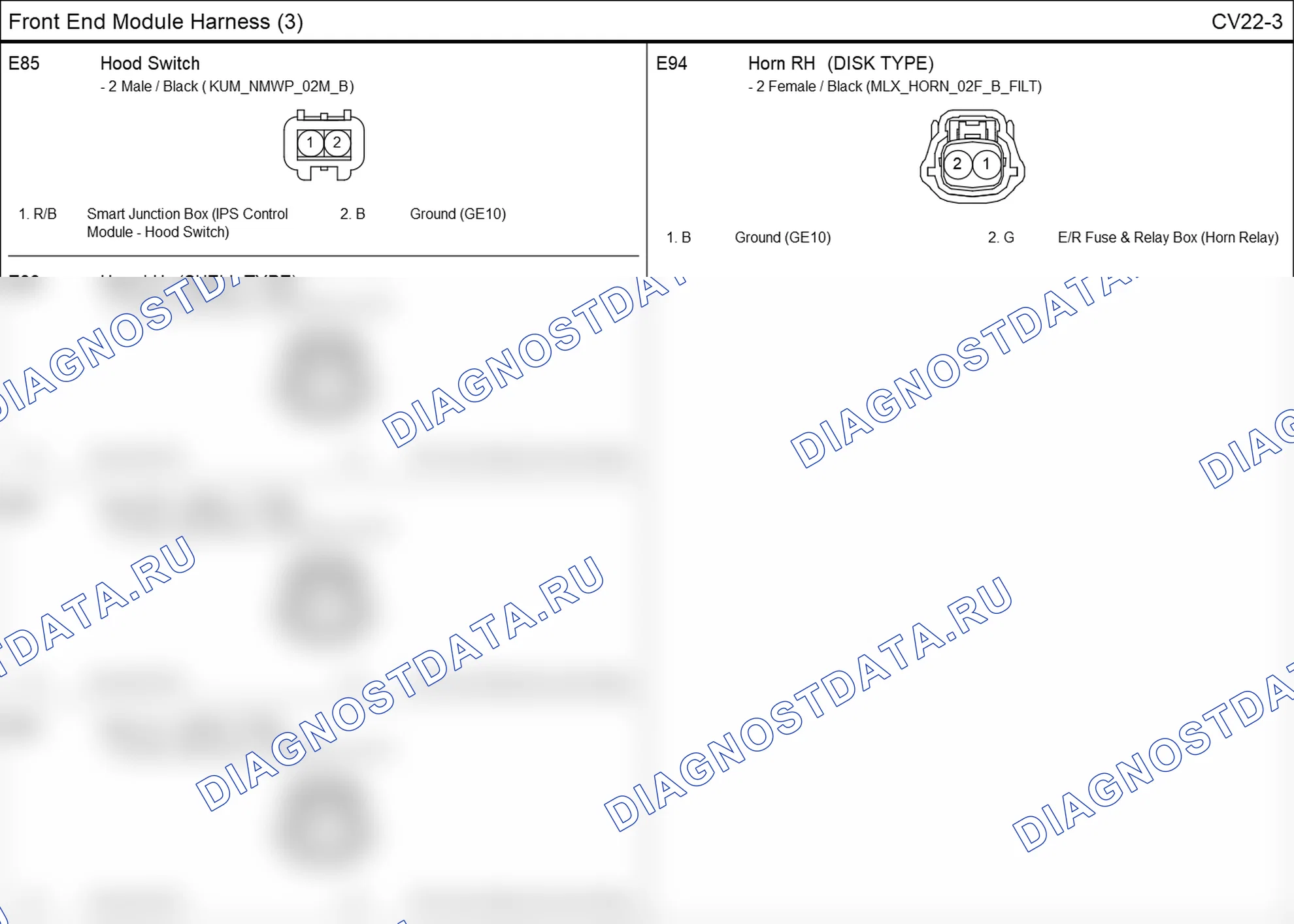 Распиновка разъёма E94 — front end module harness. Hyundai Santafe Sport DMA