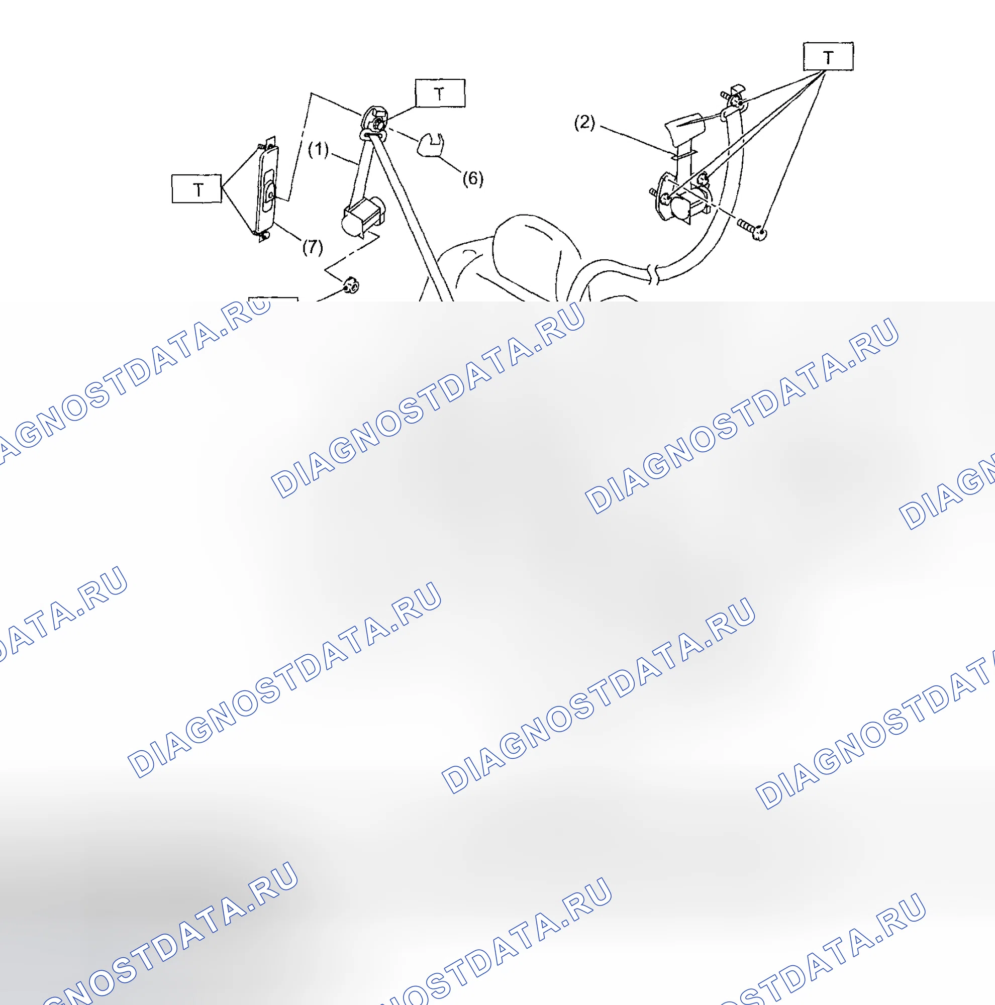 Рис. 3: ЗАДНИЕ РЕМНИ БЕЗОПАСНОСТИ (УНИВЕРСАЛ). Subaru Impreza WRX GD/GG рестайлинг
