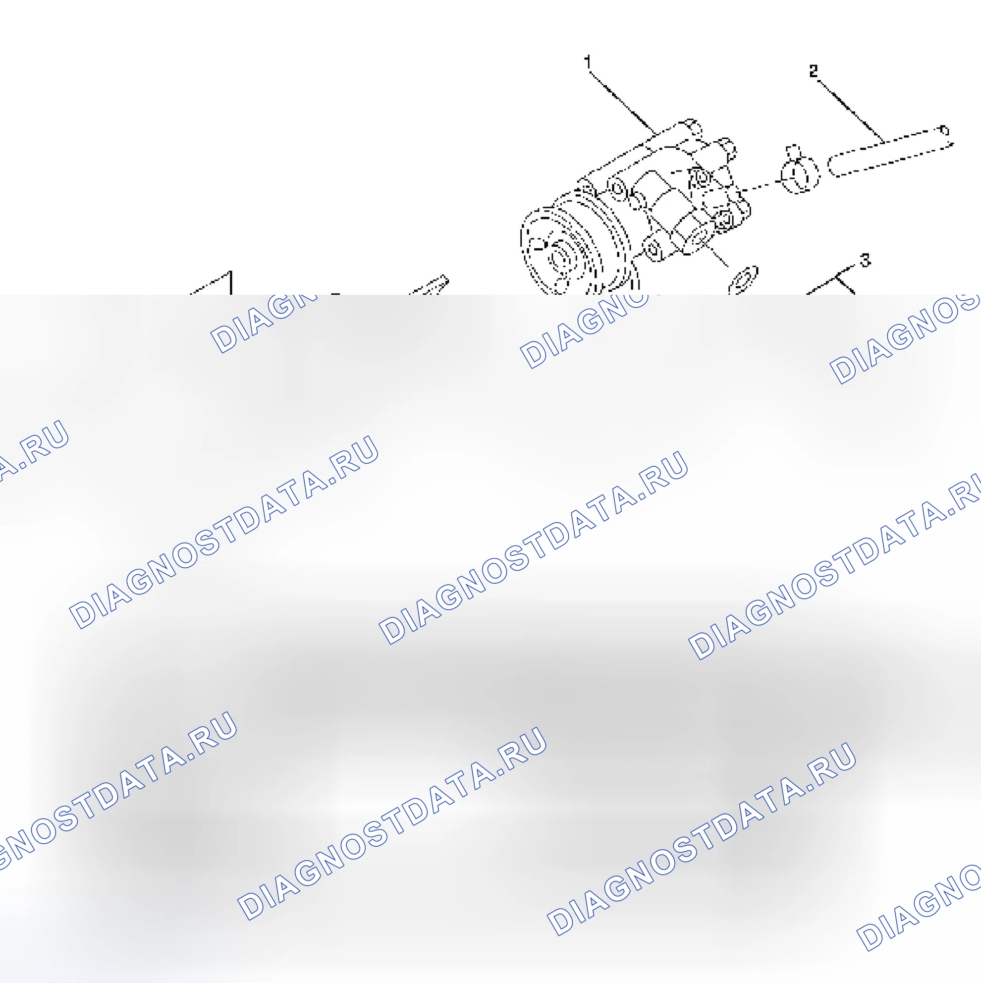 Рис. 9: Насос ГУР и сопутствующие детали. Isuzu Axiom I