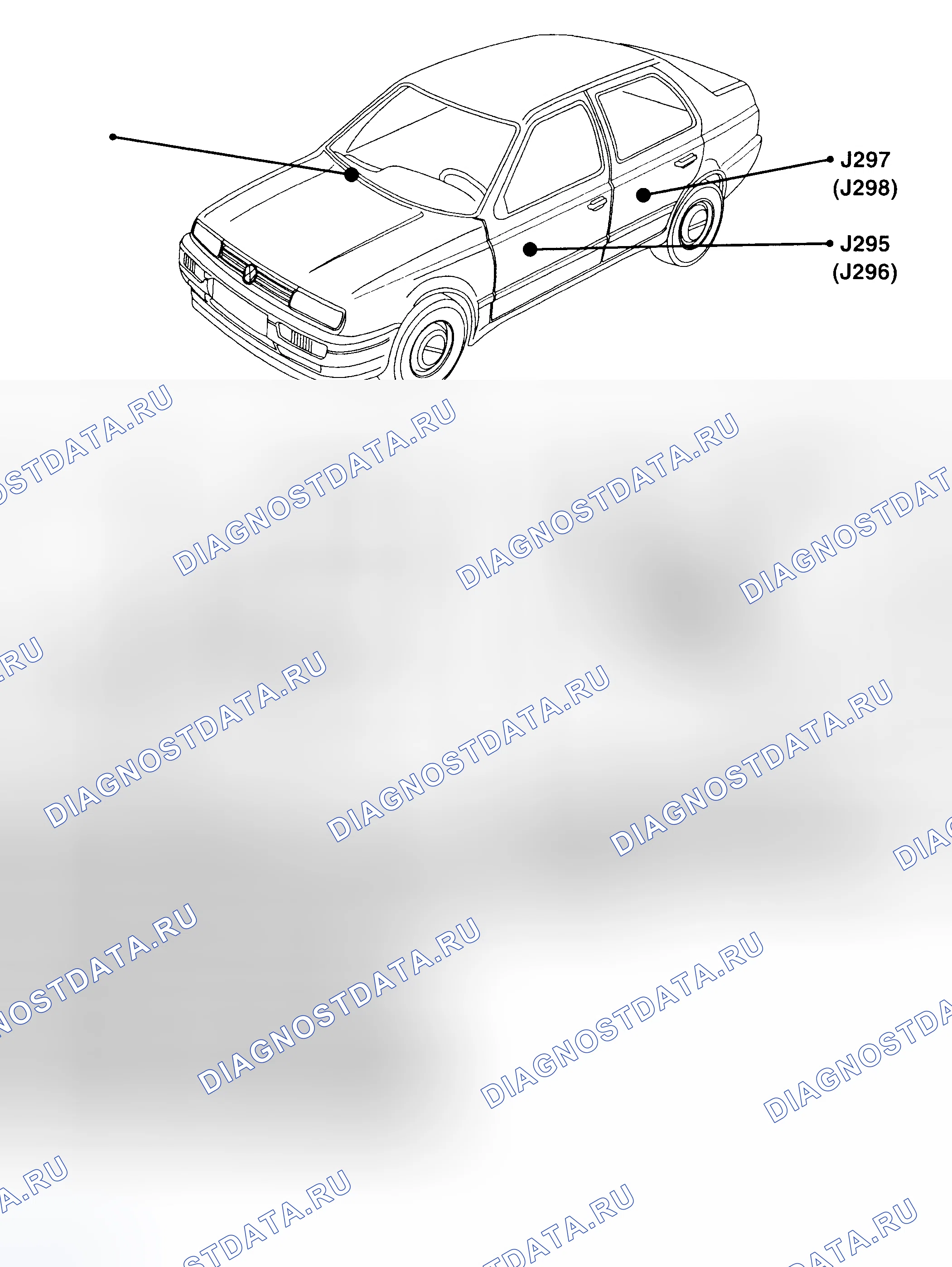 Рис. 30: РАСПОЛОЖЕНИЕ КОМПОНЕНТОВ. Volkswagen Jetta III