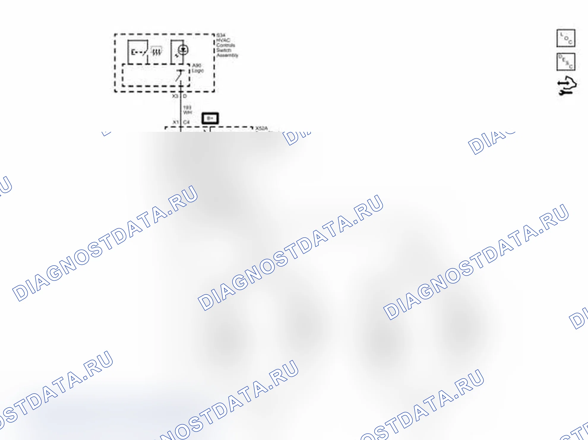 Рис. 2: Принципиальная электрическая схема обогрев стекла. Chevrolet Express G1500 