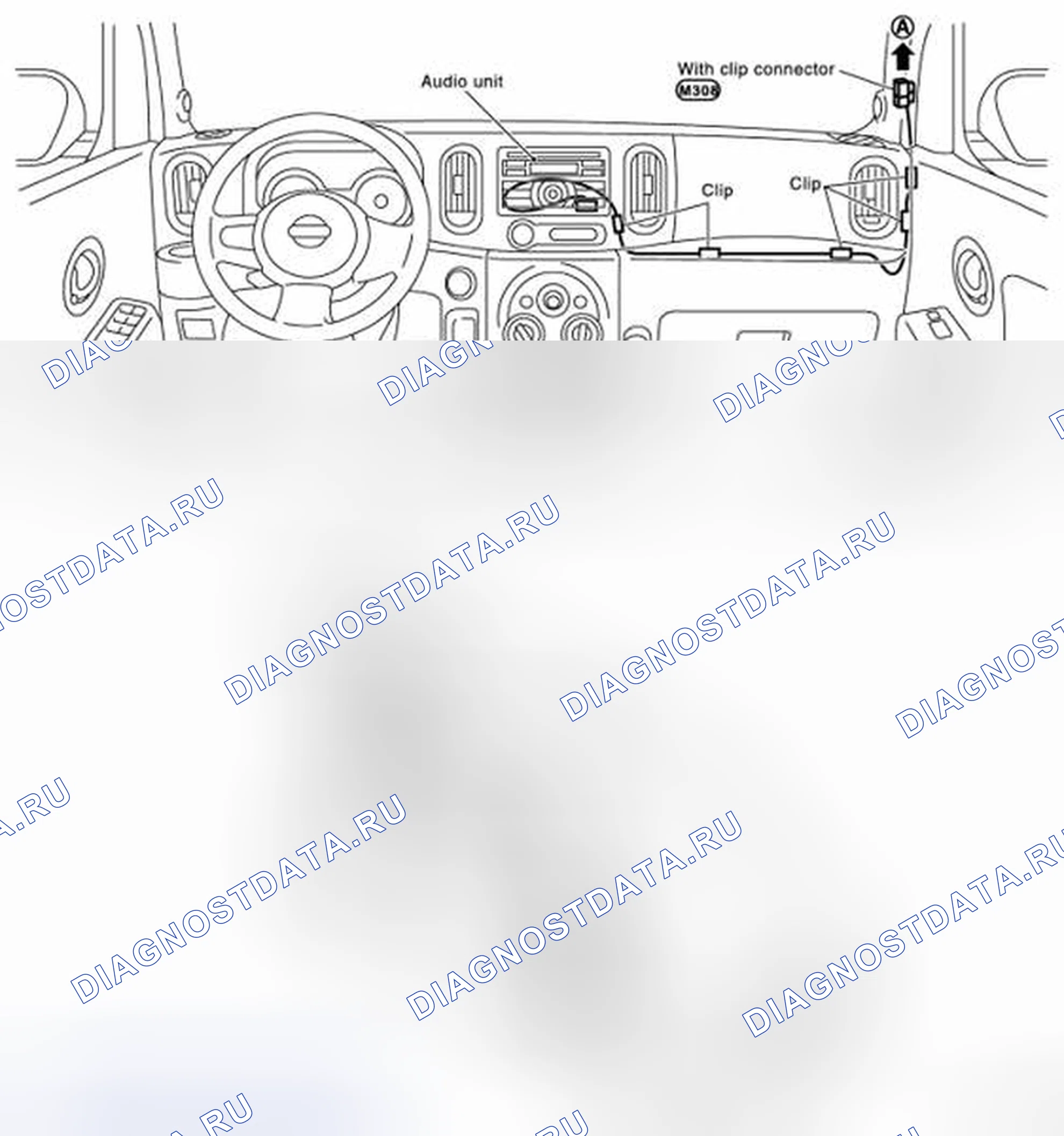 Рис. 26: Схема прокладки кабелей. Nissan Cube III