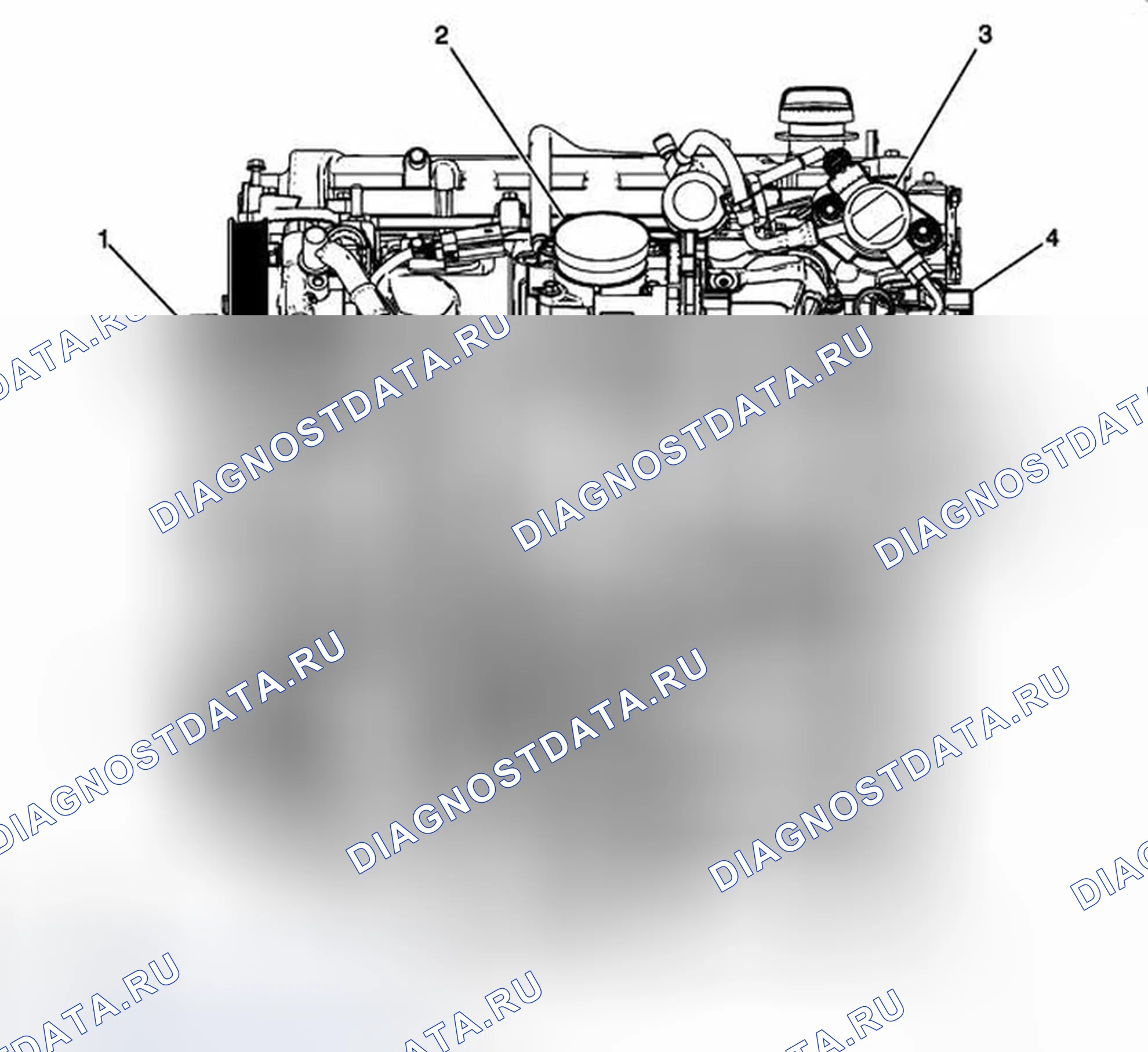 Рис. 1: Передняя часть компонентов двигателя (LEA 1 из 2). Buick Regal V