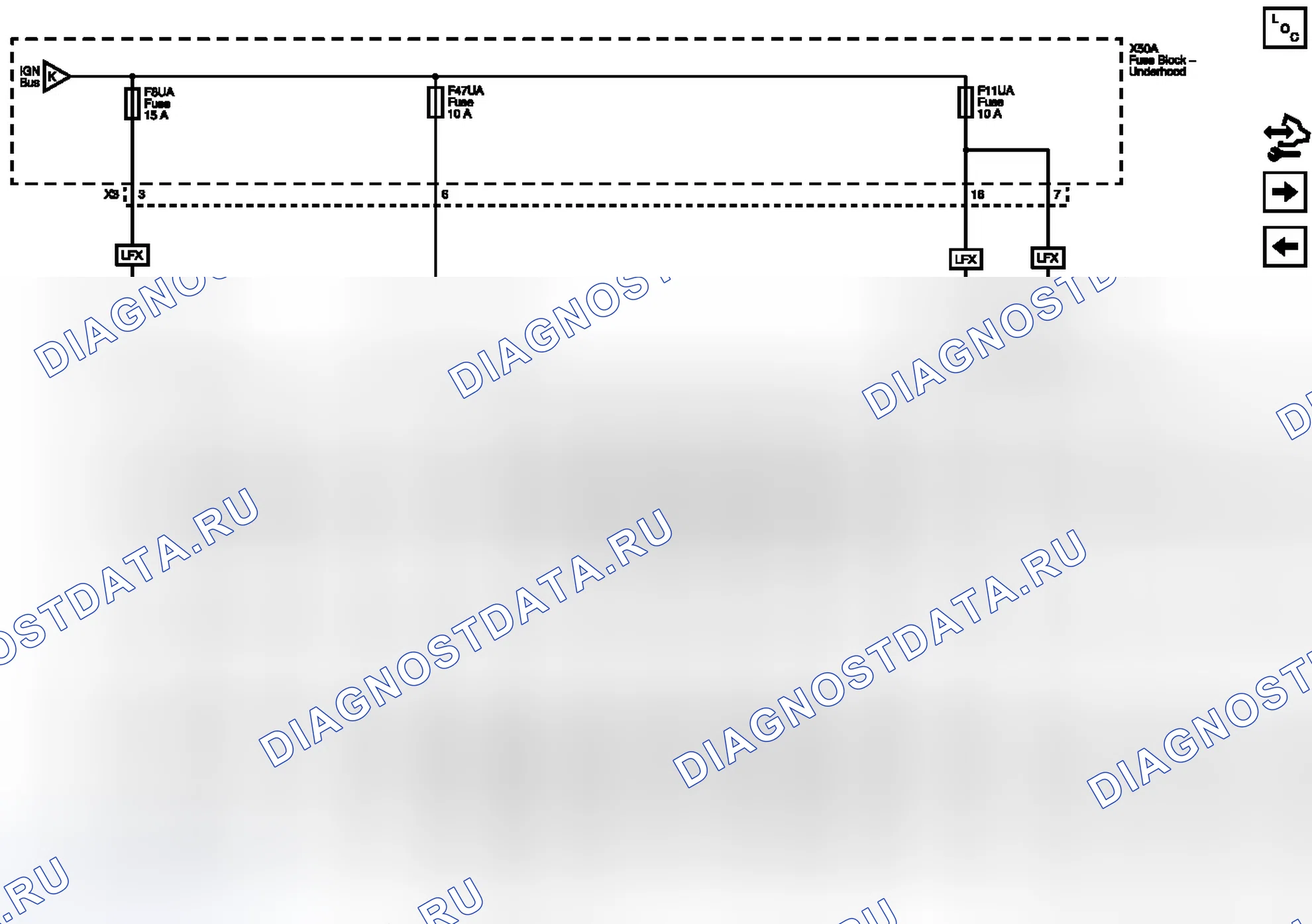 Рис. 29: Предохранители F8UA, F11UA и F47UA. Buick LaCrosse II