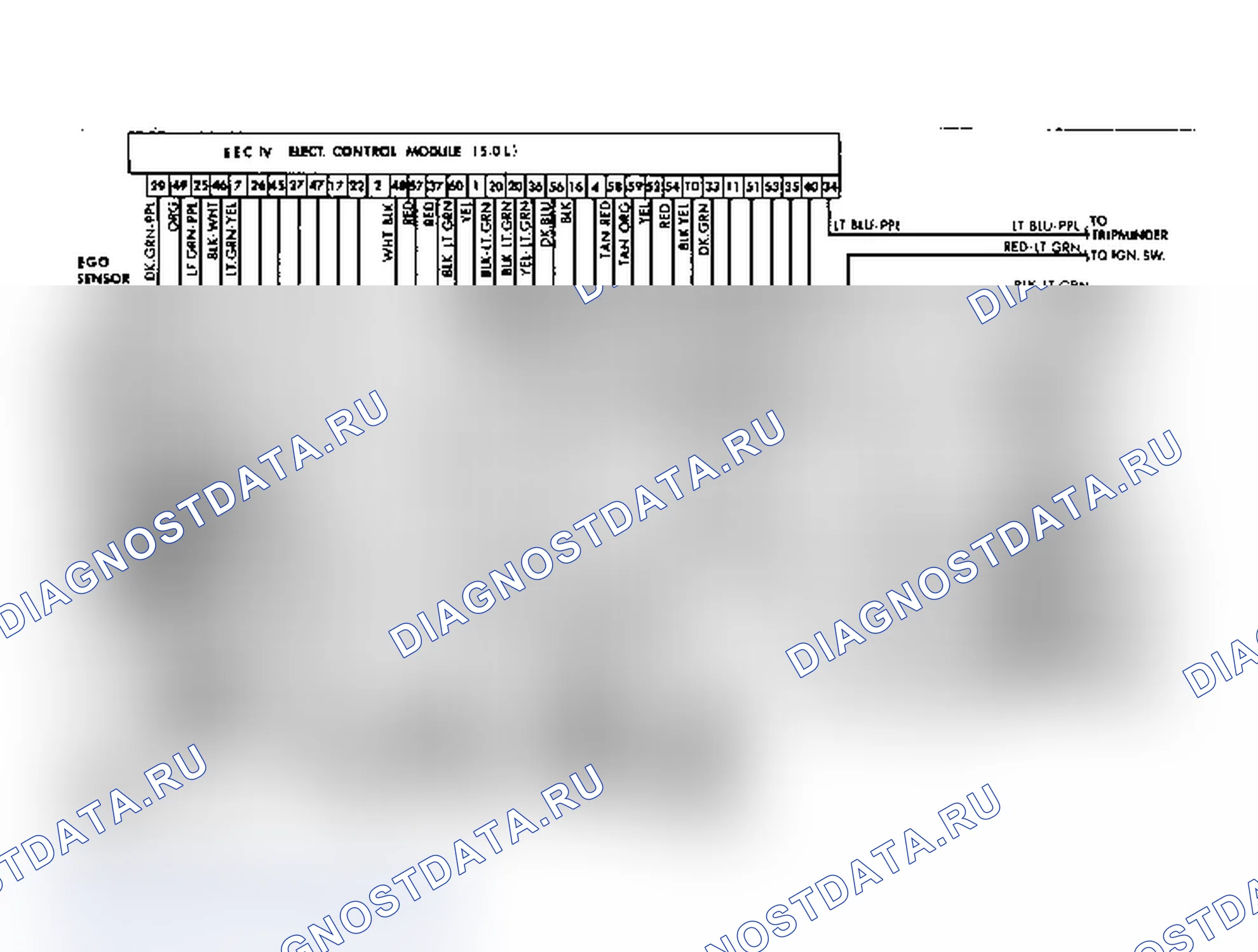 Рис. 9: Схема подключения системы Ford 5.0L V8 электронный впрыск топлива (EEC IV). Lincoln Town Car I