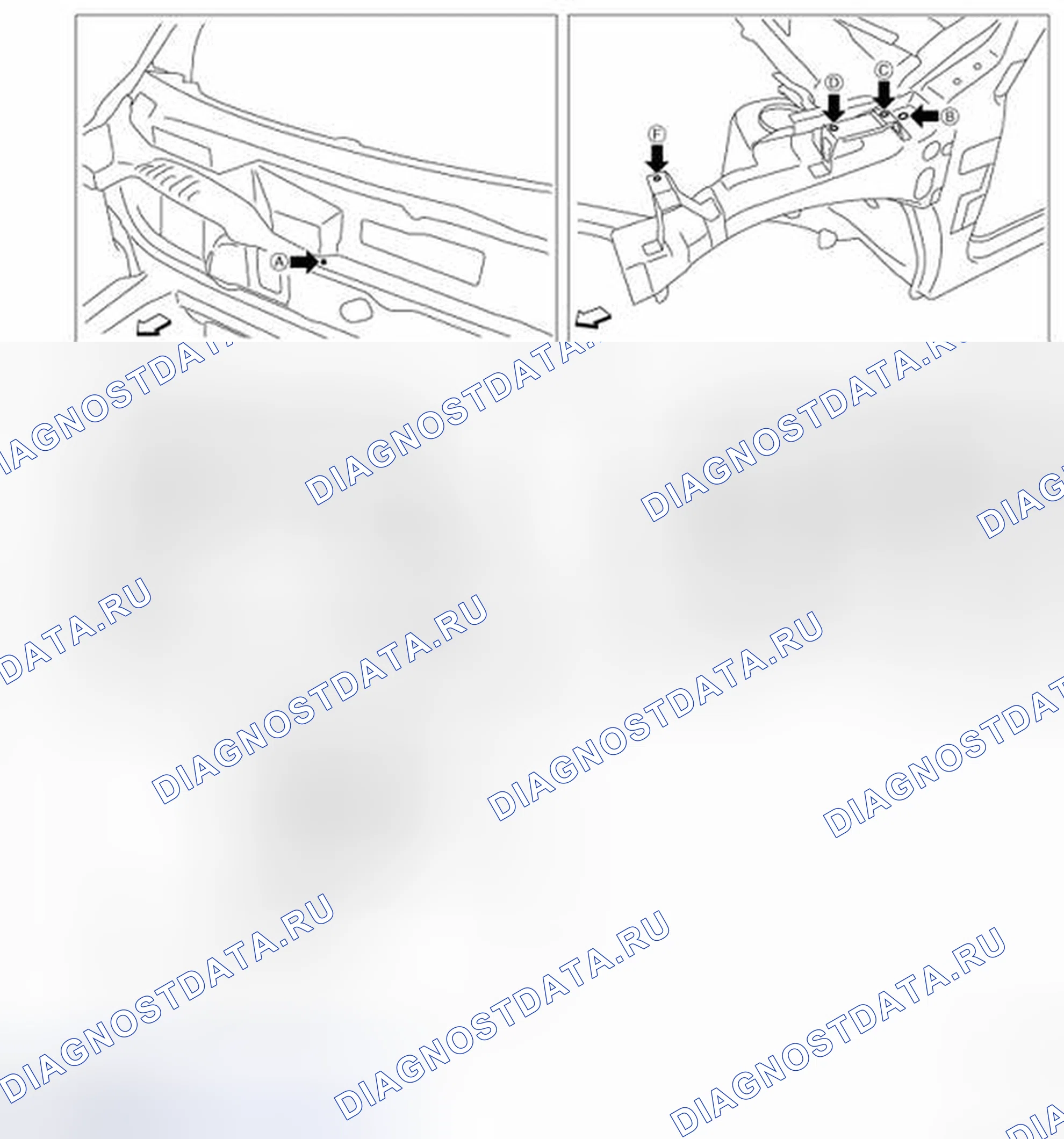 Рис. 212: ТОЧКИ ИЗМЕРЕНИЯ. BMW 4 серия F32/F33 рестайлинг